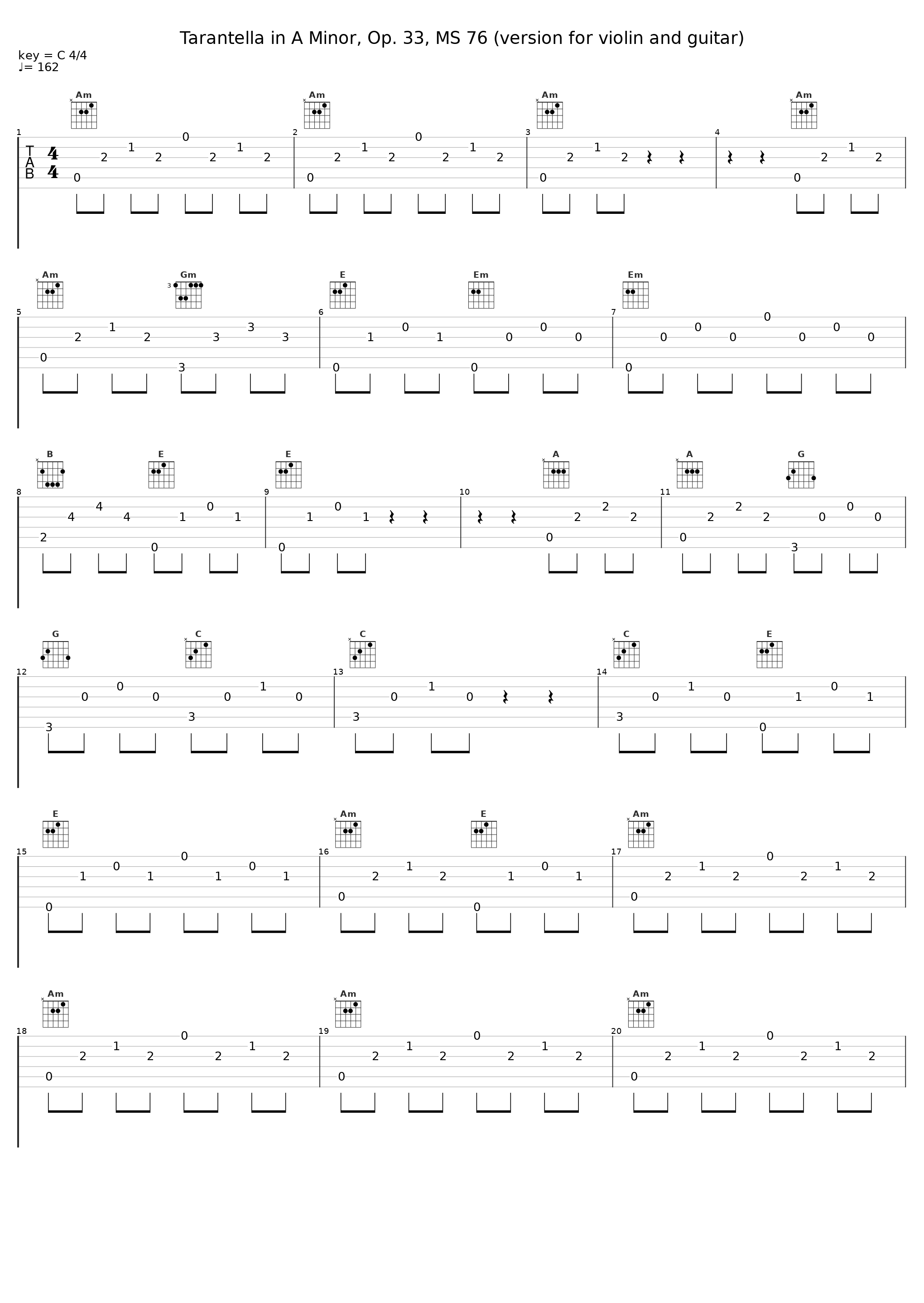 Tarantella in A Minor, Op. 33, MS 76 (version for violin and guitar)_Pekka Kuusisto,Ismo Eskelinen_1