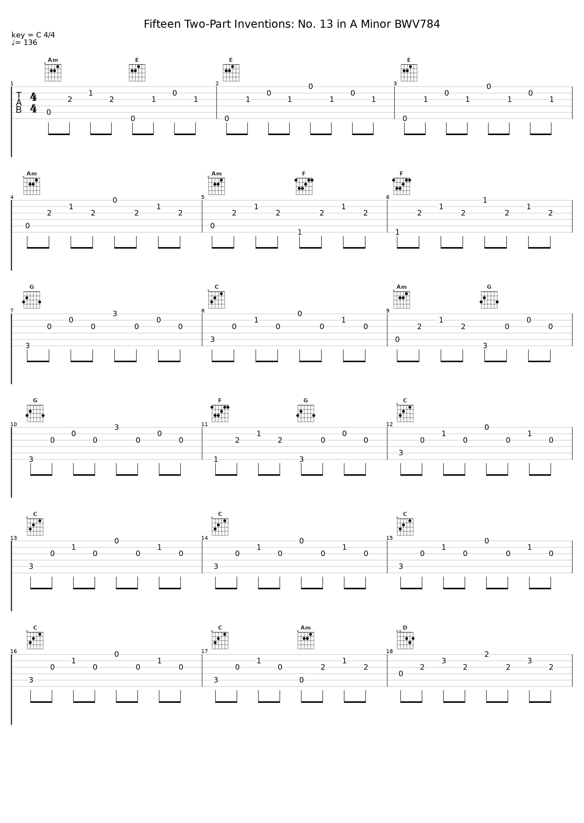 Fifteen Two-Part Inventions: No. 13 in A Minor BWV784_Martin Galling_1