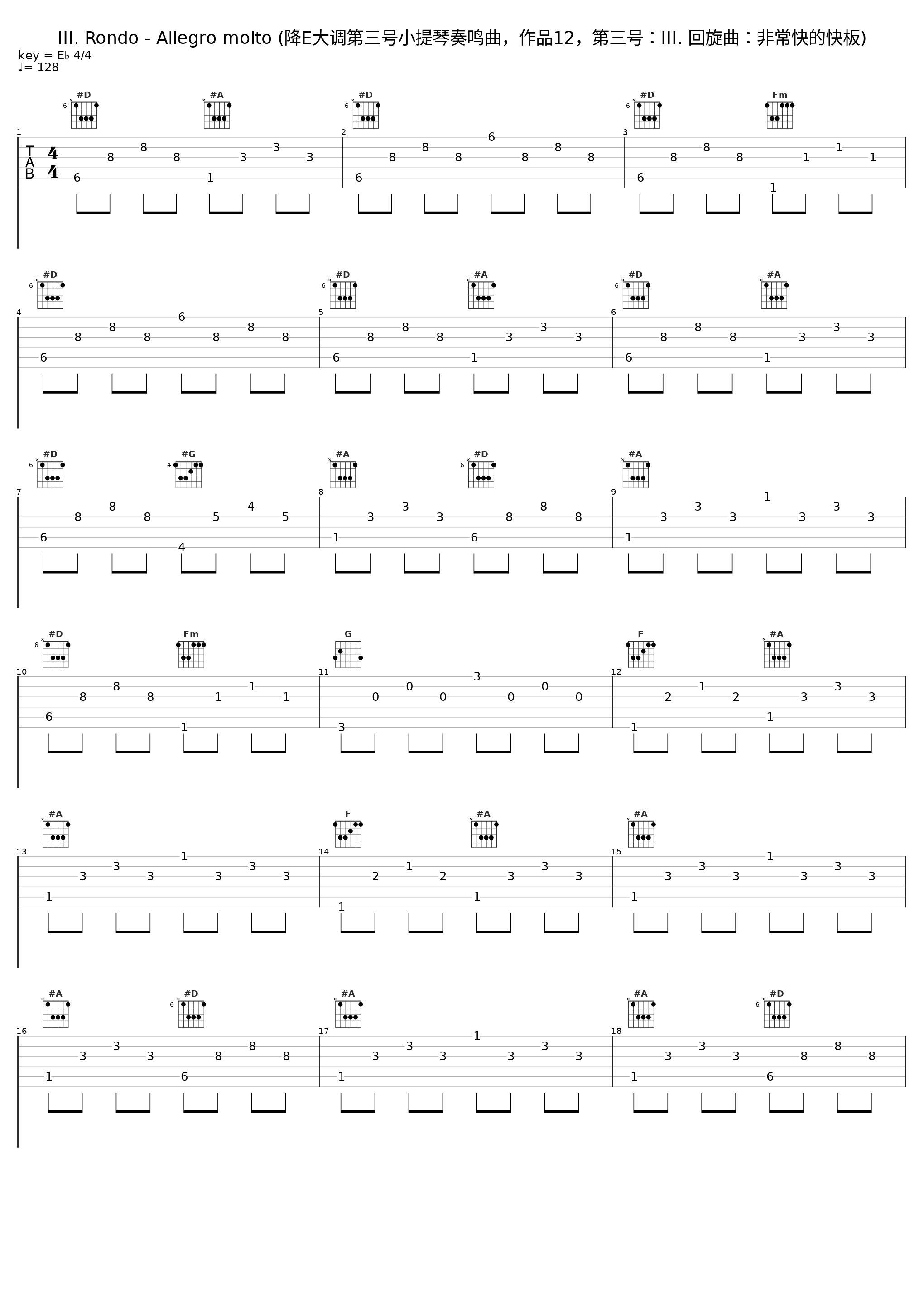 III. Rondo - Allegro molto (降E大调第三号小提琴奏鸣曲，作品12，第三号：III. 回旋曲：非常快的快板)_Danan Liang,Xiaotang Tan_1