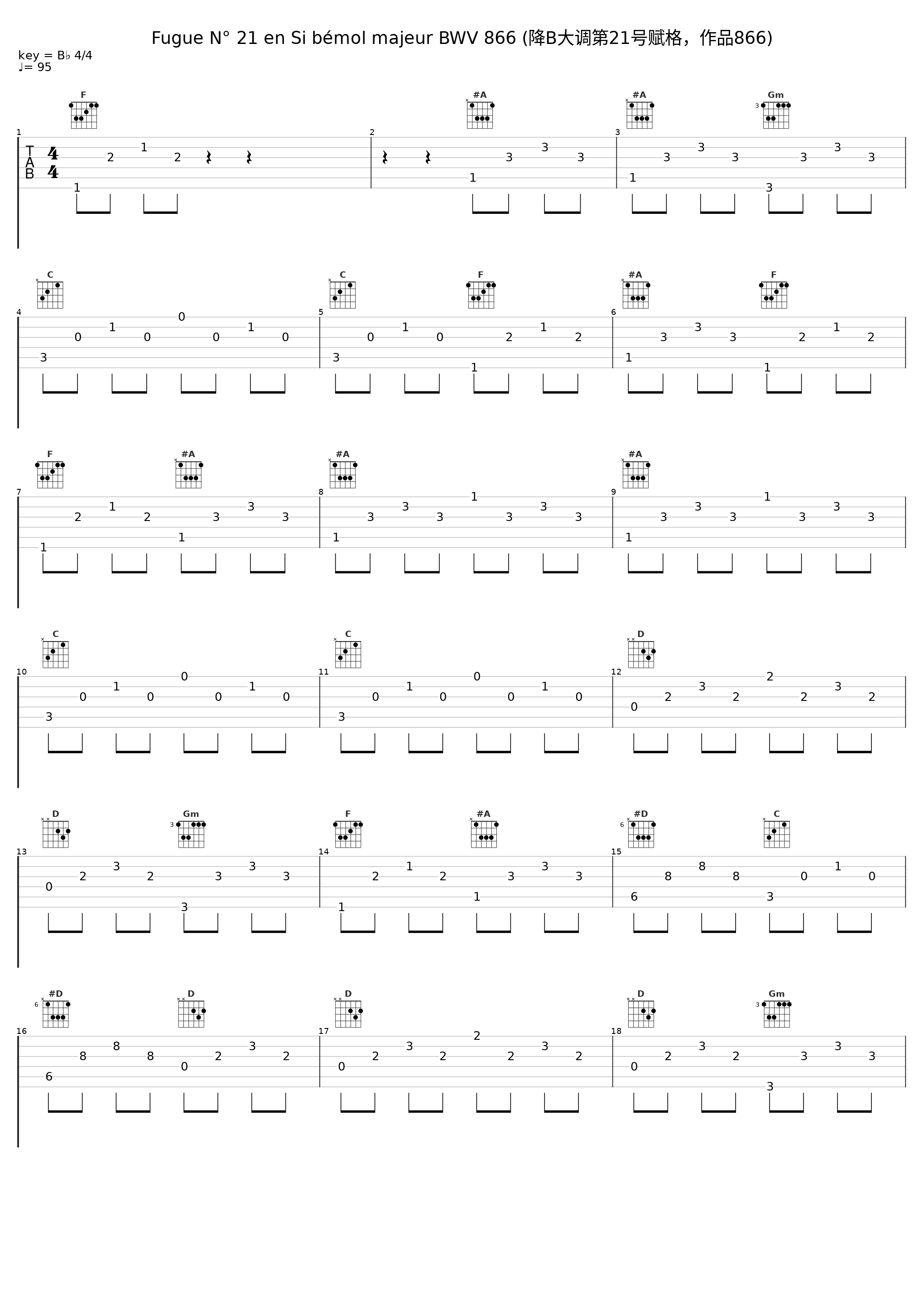 Fugue N° 21 en Si bémol majeur BWV 866 (降B大调第21号赋格，作品866)_朱晓玫_1