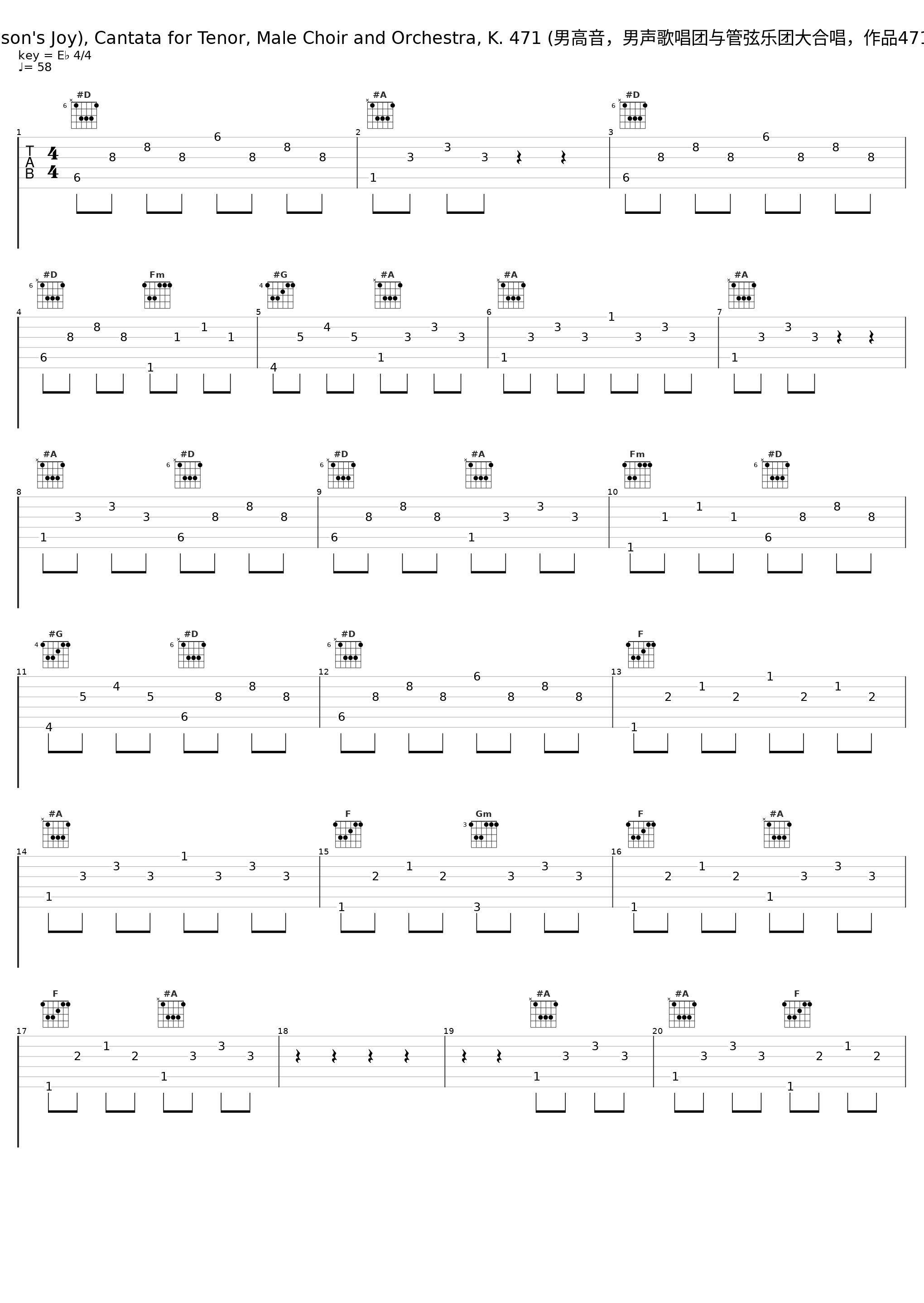 Die Maurerfreude (The Mason's Joy), Cantata for Tenor, Male Choir and Orchestra, K. 471 (男高音，男声歌唱团与管弦乐团大合唱，作品471 - 梅森的喜悦（梅森的喜悦）)_Vienna Volksoper Orchestra,Kurt Equiluz,Alfred Scholz_1