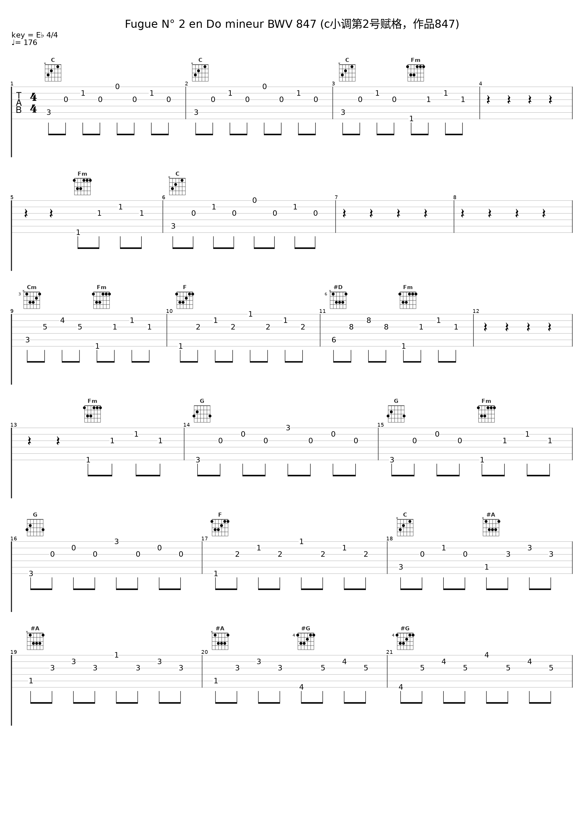 Fugue N° 2 en Do mineur BWV 847 (c小调第2号赋格，作品847)_朱晓玫_1