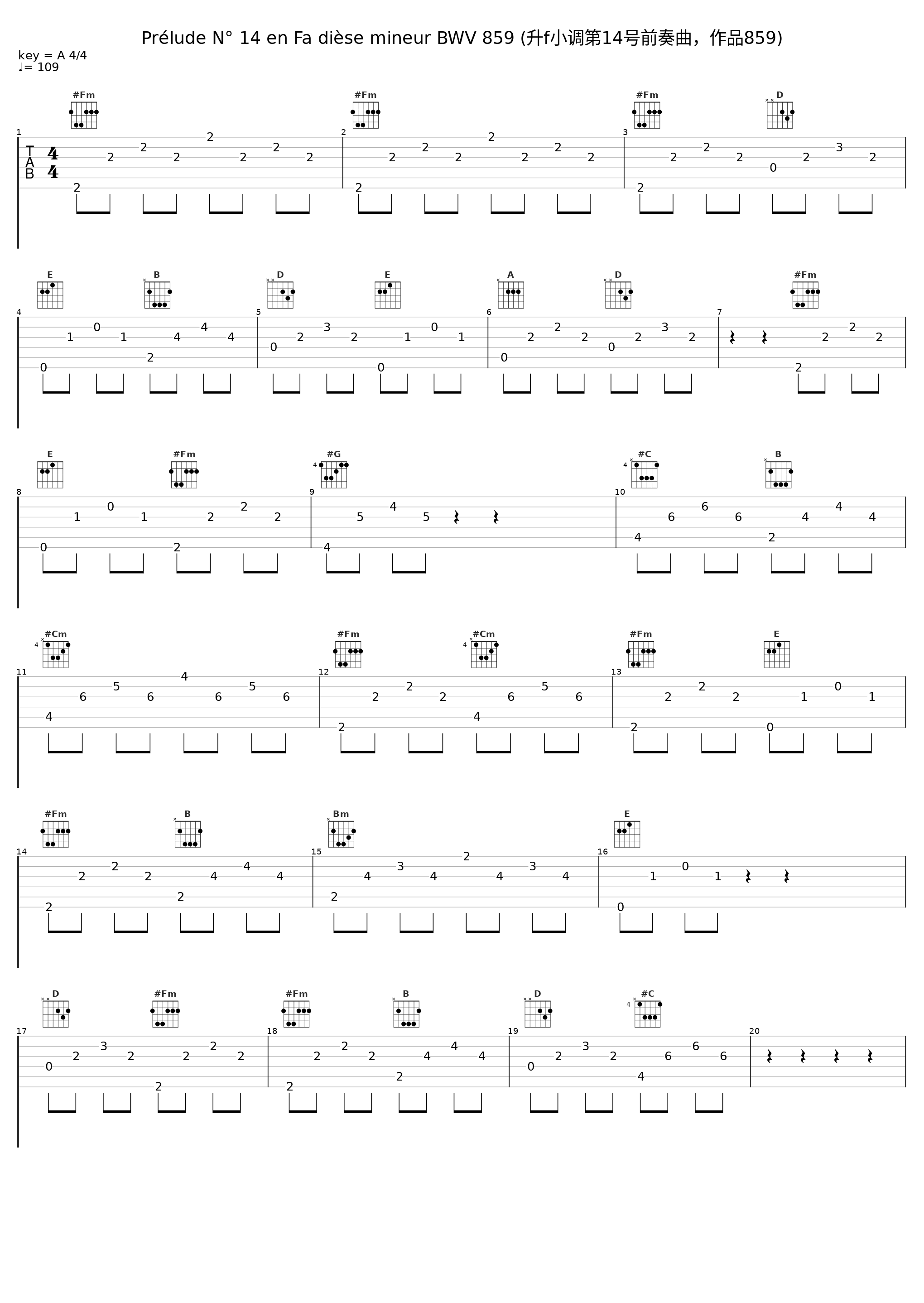 Prélude N° 14 en Fa dièse mineur BWV 859 (升f小调第14号前奏曲，作品859)_朱晓玫_1