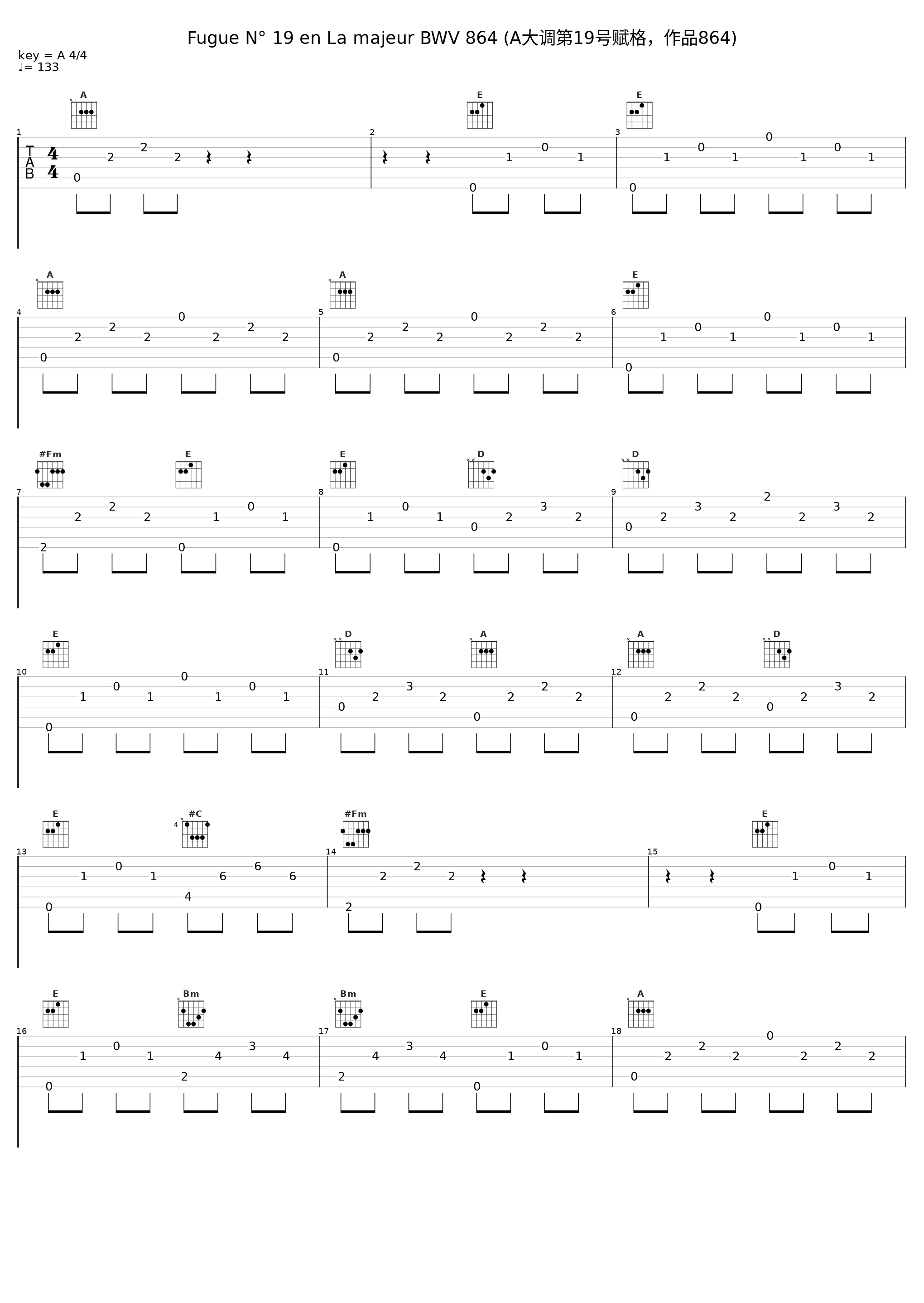 Fugue N° 19 en La majeur BWV 864 (A大调第19号赋格，作品864)_朱晓玫_1