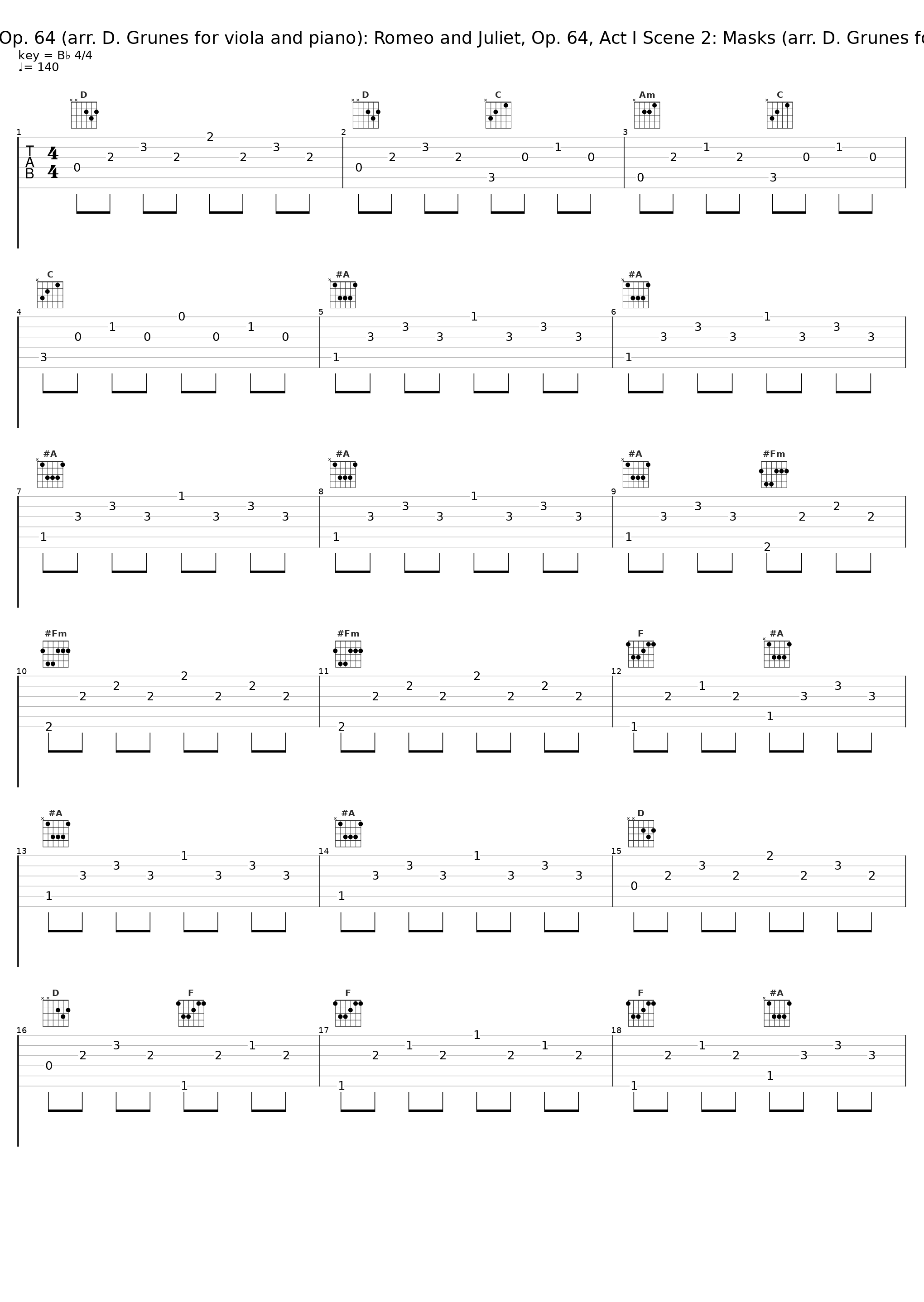 Romeo and Juliet, Op. 64 (arr. D. Grunes for viola and piano): Romeo and Juliet, Op. 64, Act I Scene 2: Masks (arr. D. Grunes for viola and piano)_Matthew Jones,Michael Hampton_1