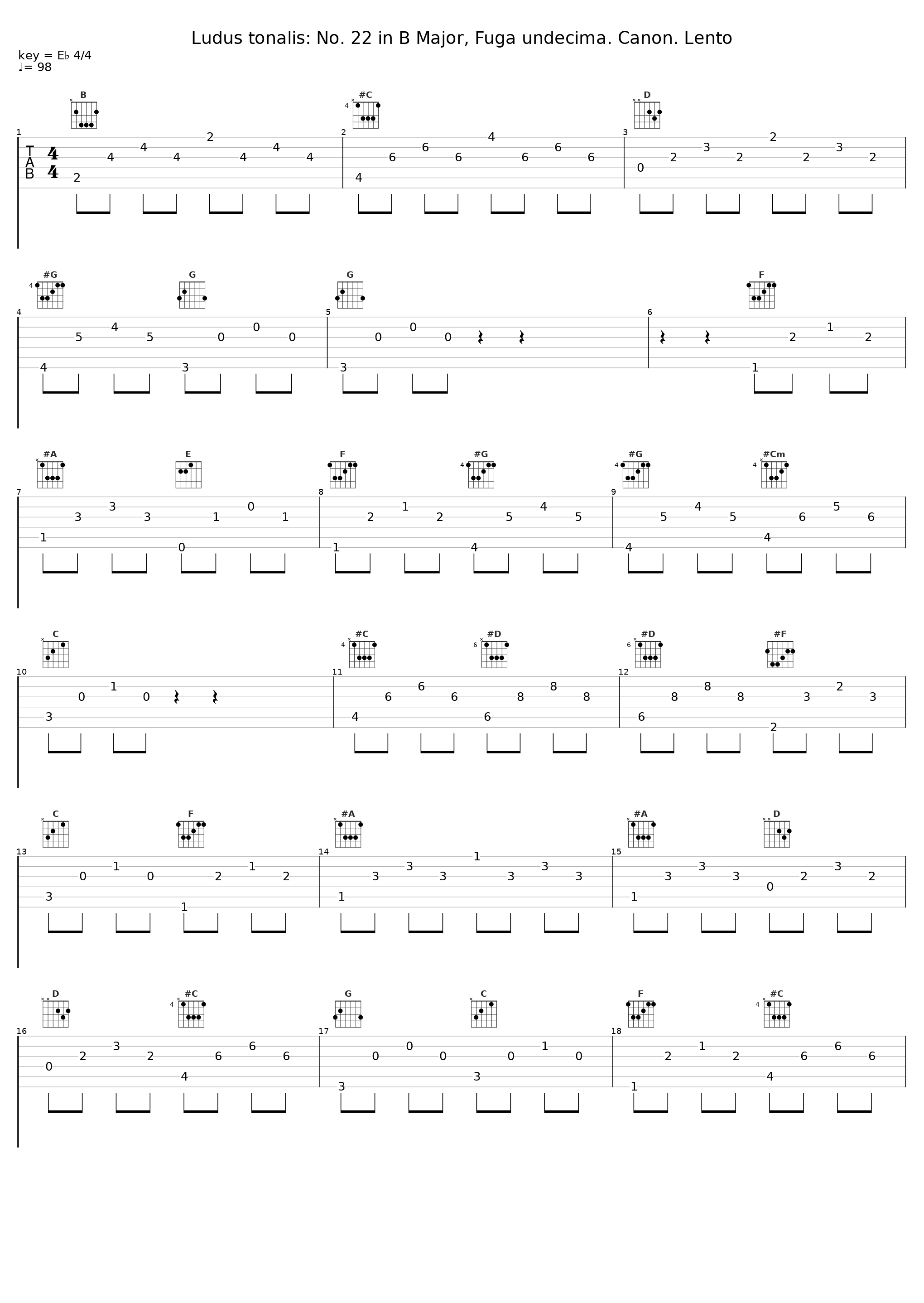 Ludus tonalis: No. 22 in B Major, Fuga undecima. Canon. Lento_Hans Petermandl_1