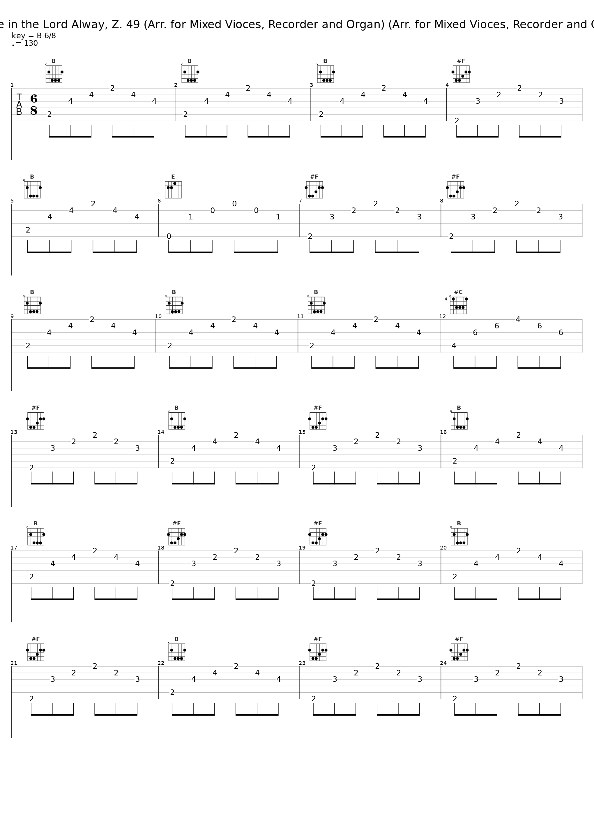 Rejoice in the Lord Alway, Z. 49 (Arr. for Mixed Vioces, Recorder and Organ) (Arr. for Mixed Vioces, Recorder and Organ)_Cantus Thuringia,Henry Purcell_1