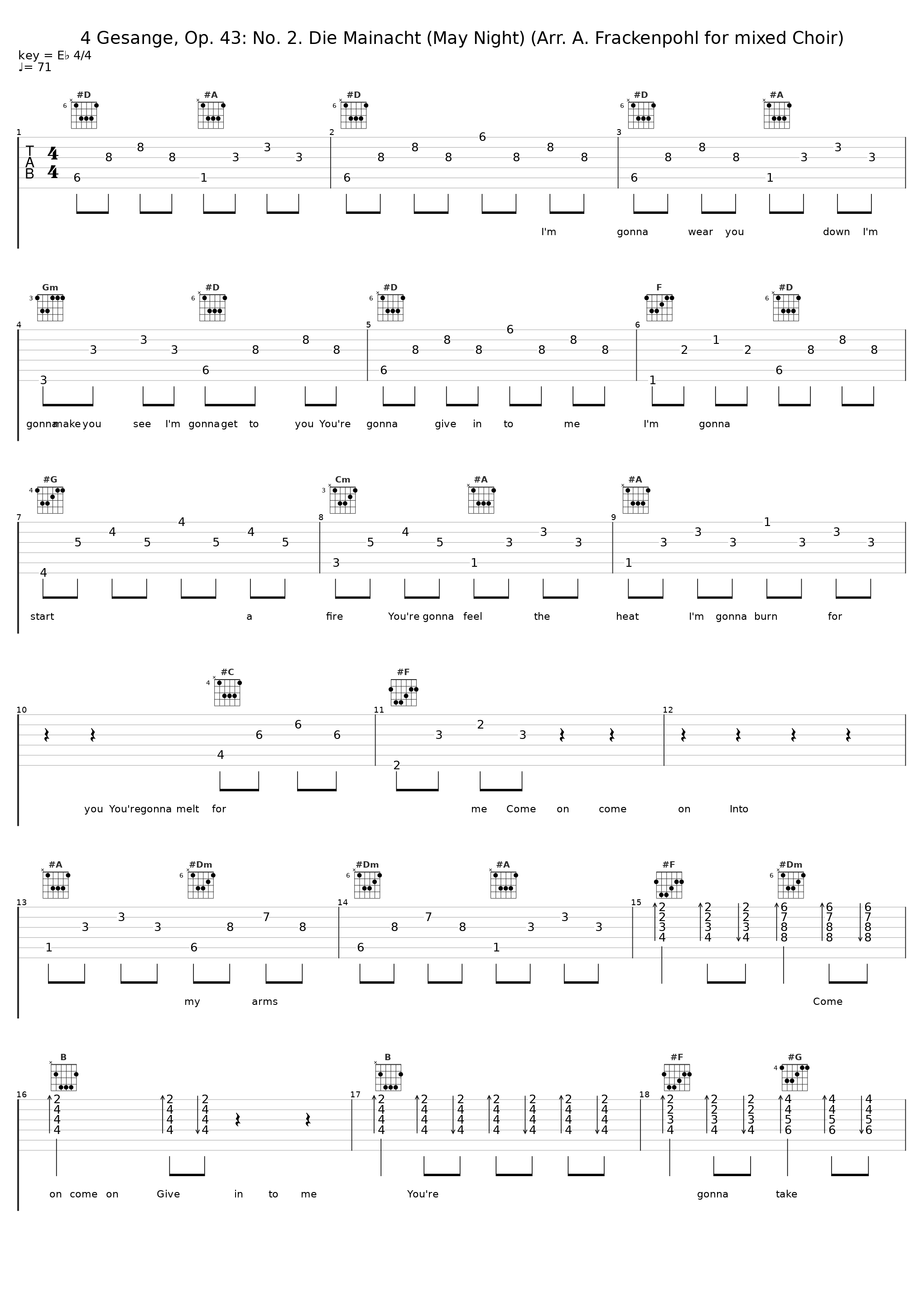 4 Gesange, Op. 43: No. 2. Die Mainacht (May Night) (Arr. A. Frackenpohl for mixed Choir)_Junior High School Honor Choir,Carol Hughes,Francisco Nunez_1