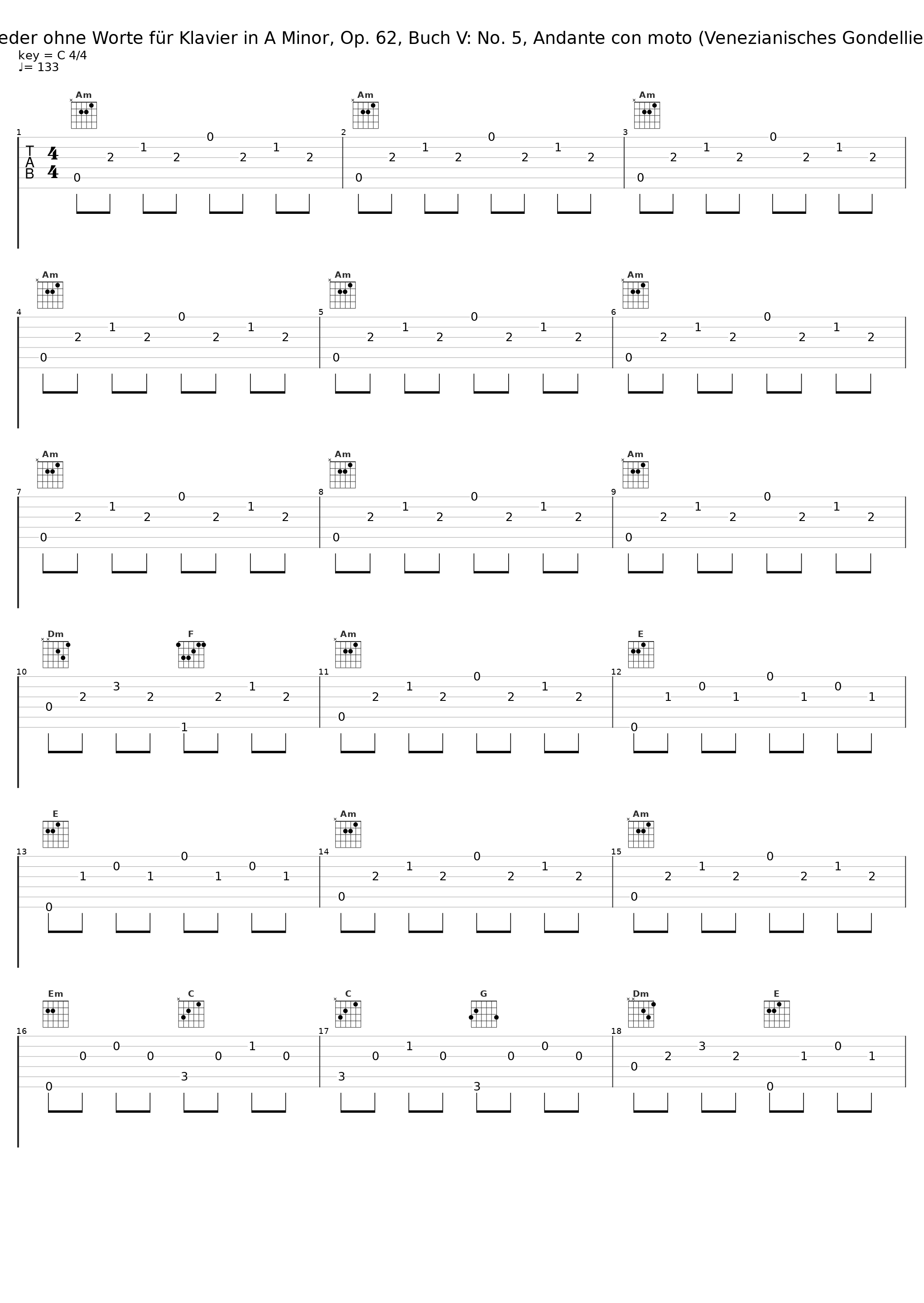 Lieder ohne Worte für Klavier in A Minor, Op. 62, Buch V: No. 5, Andante con moto (Venezianisches Gondellied)_Dana Protopopescu_1