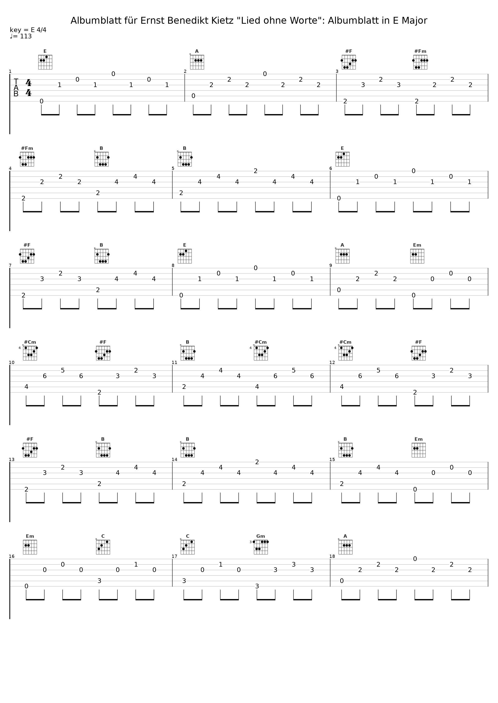 Albumblatt für Ernst Benedikt Kietz "Lied ohne Worte": Albumblatt in E Major_Dario Bonuccelli_1