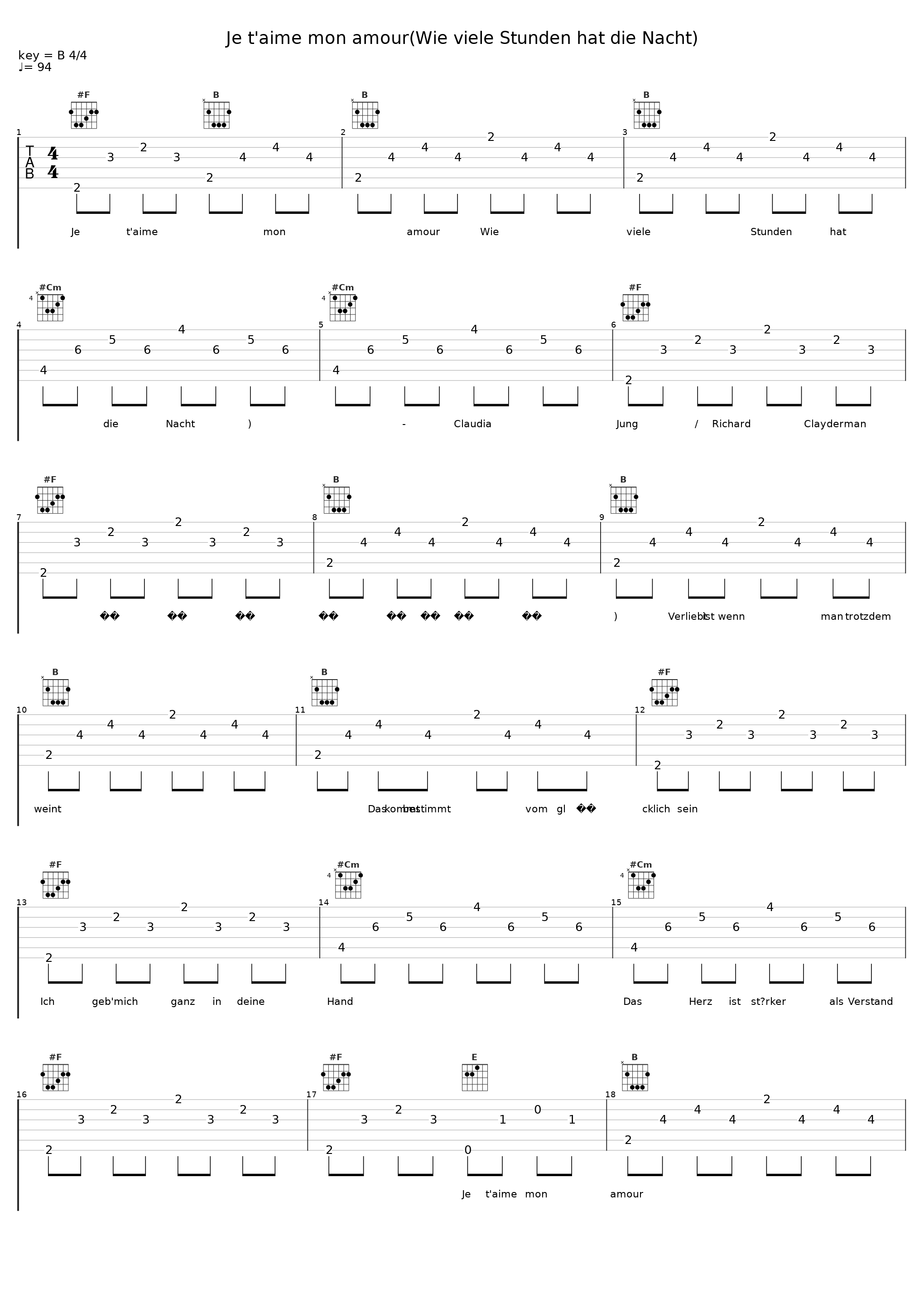 Je t'aime mon amour(Wie viele Stunden hat die Nacht)_Claudia Jung,Richard Clayderman_1