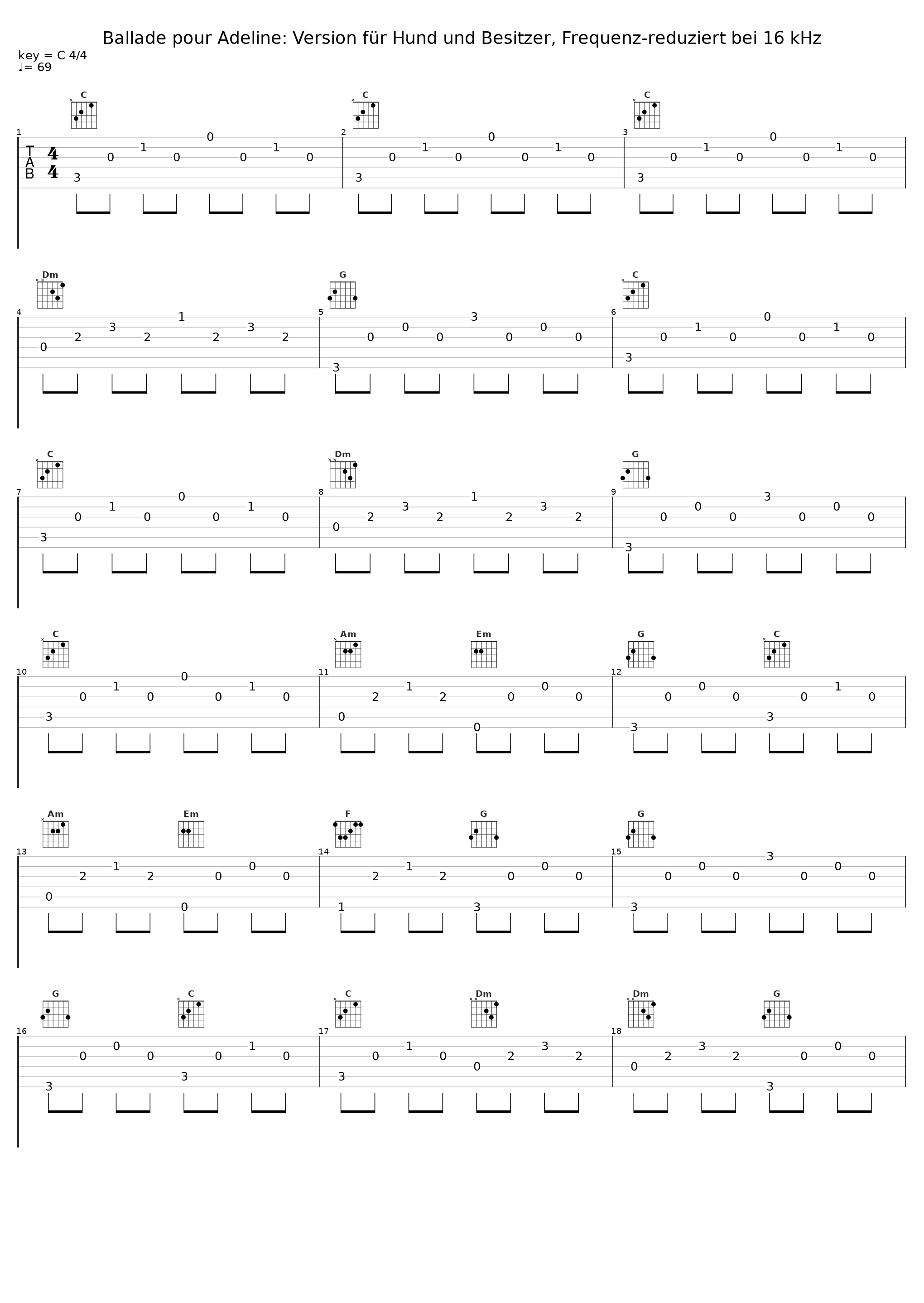 Ballade pour Adeline: Version für Hund und Besitzer, Frequenz-reduziert bei 16 kHz_Hunde Musik TA,Torsten Abrolat_1