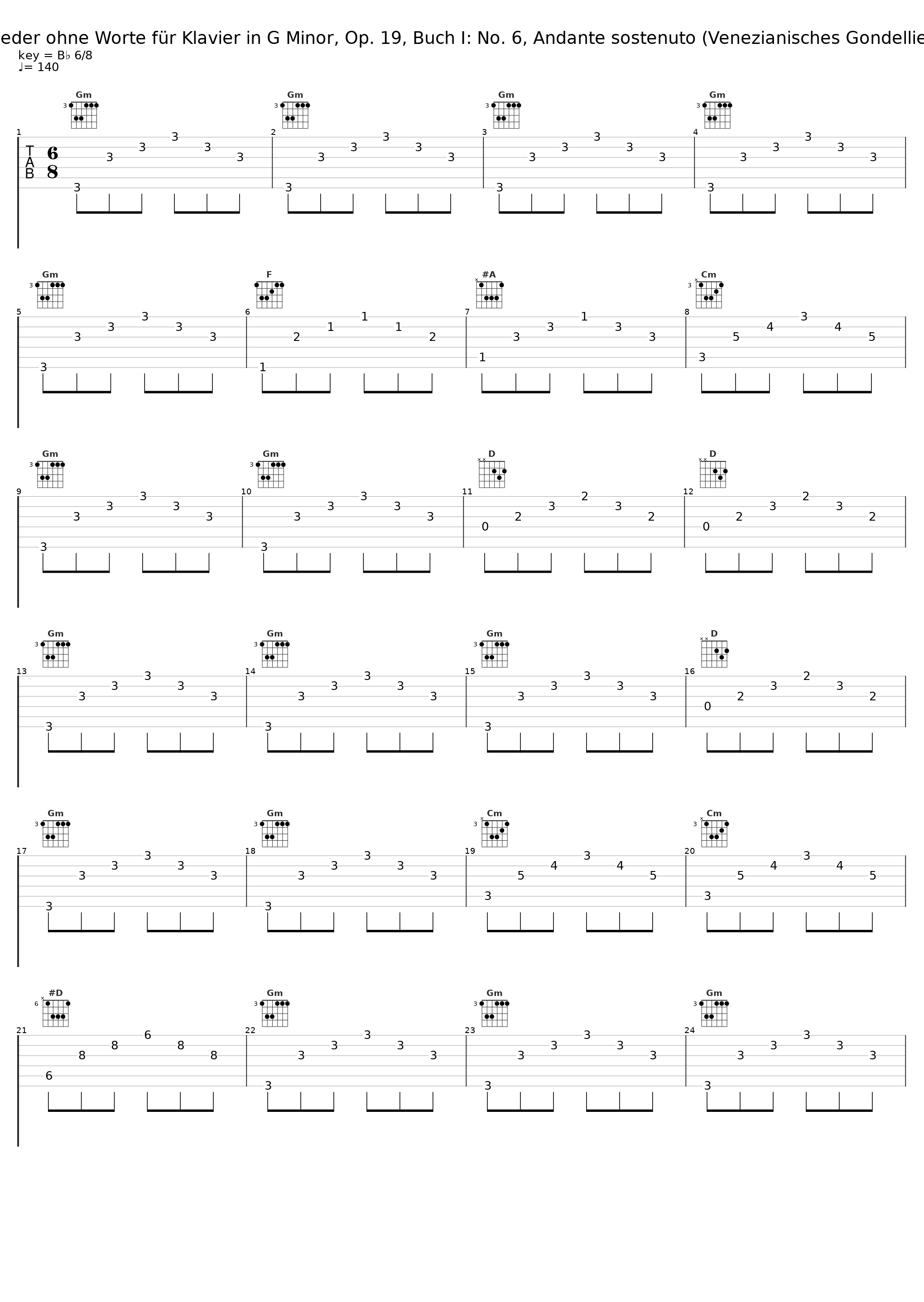 Lieder ohne Worte für Klavier in G Minor, Op. 19, Buch I: No. 6, Andante sostenuto (Venezianisches Gondellied_Dana Protopopescu_1