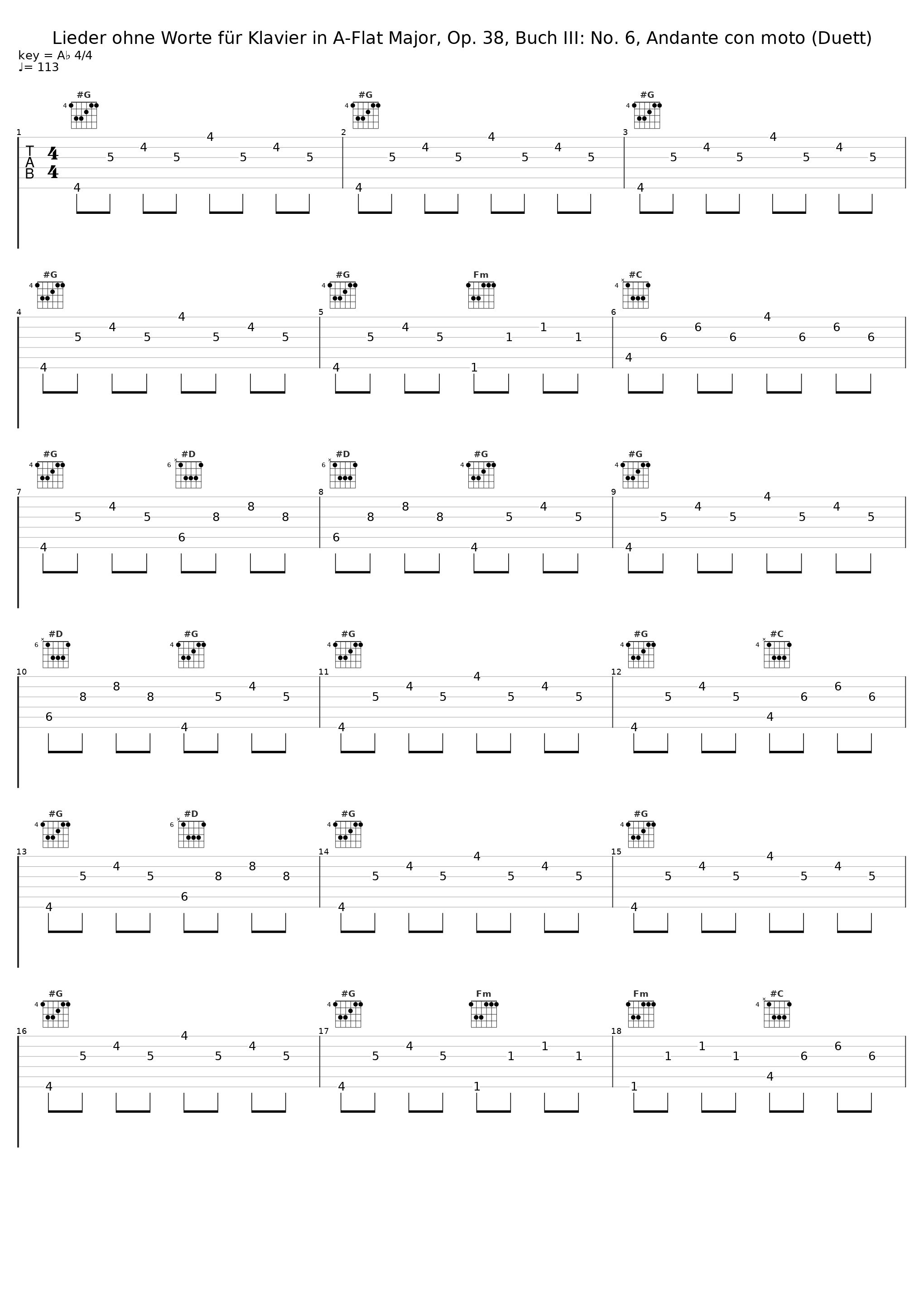 Lieder ohne Worte für Klavier in A-Flat Major, Op. 38, Buch III: No. 6, Andante con moto (Duett)_Dana Protopopescu_1