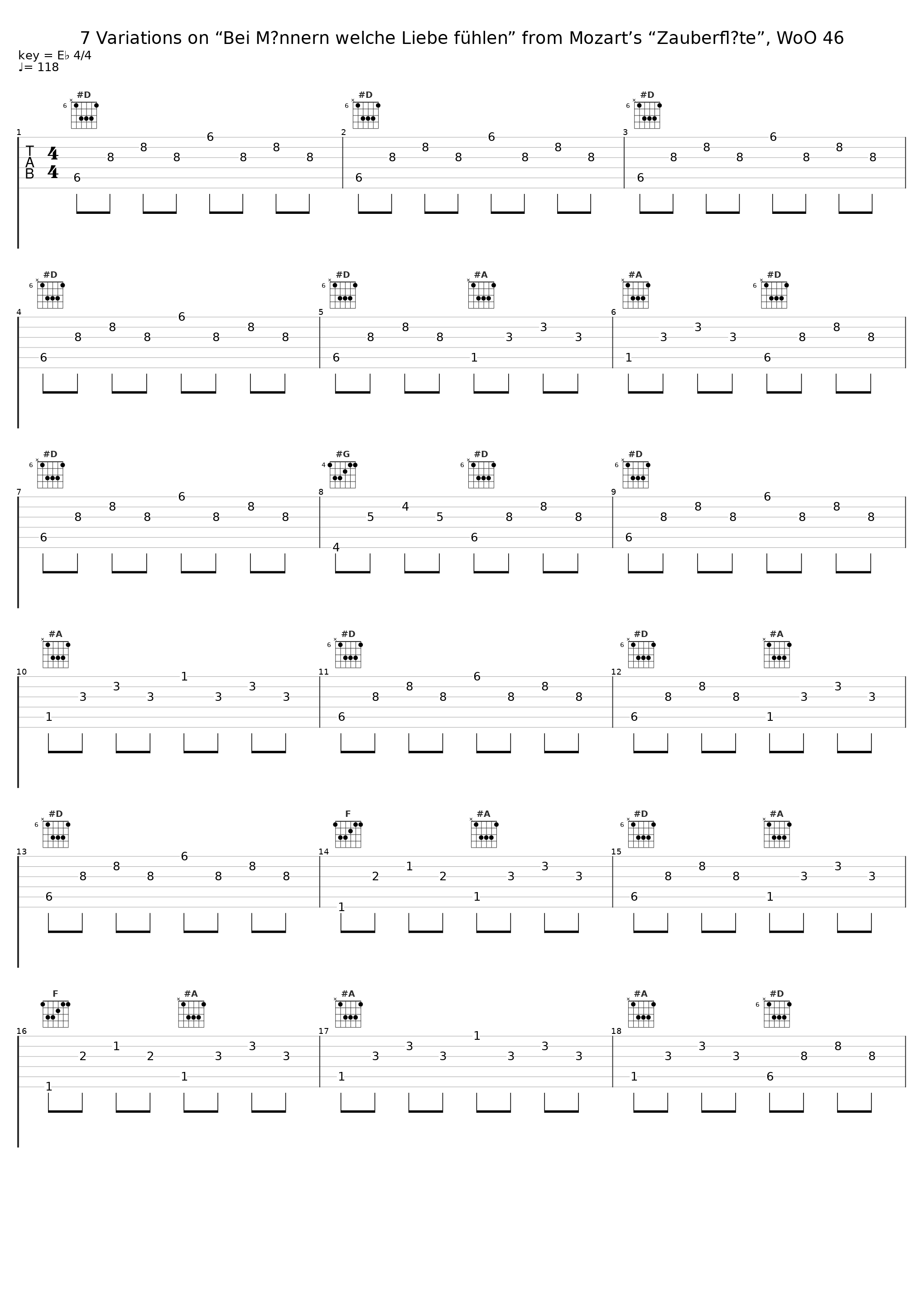 7 Variations on “Bei Männern welche Liebe fühlen” from Mozart’s “Zauberflöte”, WoO 46_Toke Møldrup,Yaron Kohlberg,Ludwig van Beethoven_1