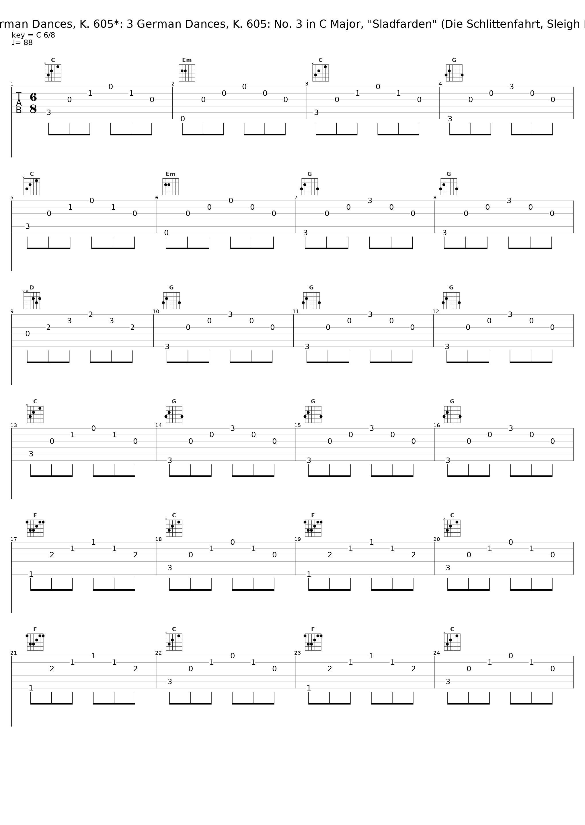 3 German Dances, K. 605*: 3 German Dances, K. 605: No. 3 in C Major, "Sladfarden" (Die Schlittenfahrt, Sleigh Ride)_Jerker Johansson,Gothenburg Musicians_1