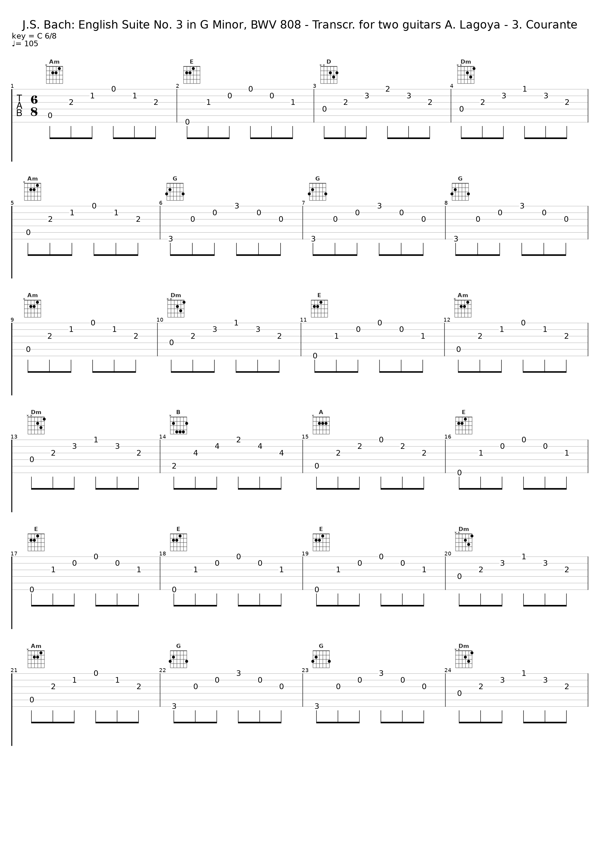 J.S. Bach: English Suite No. 3 in G Minor, BWV 808 - Transcr. for two guitars A. Lagoya - 3. Courante_Alexandre Lagoya,Ida Presti_1