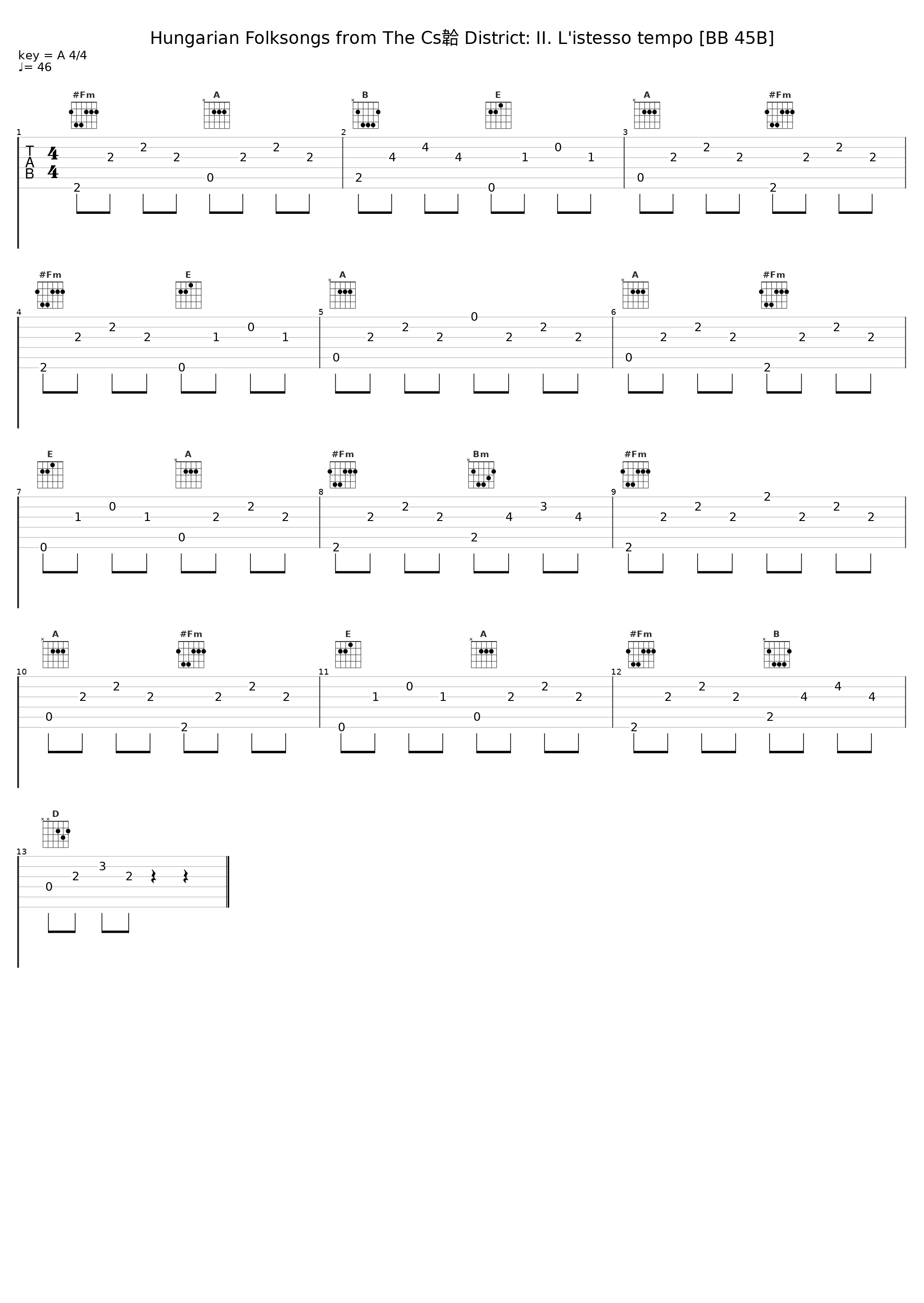 Hungarian Folksongs from The Cs韐 District: II. L'istesso tempo [BB 45B]_Classical Artists_1