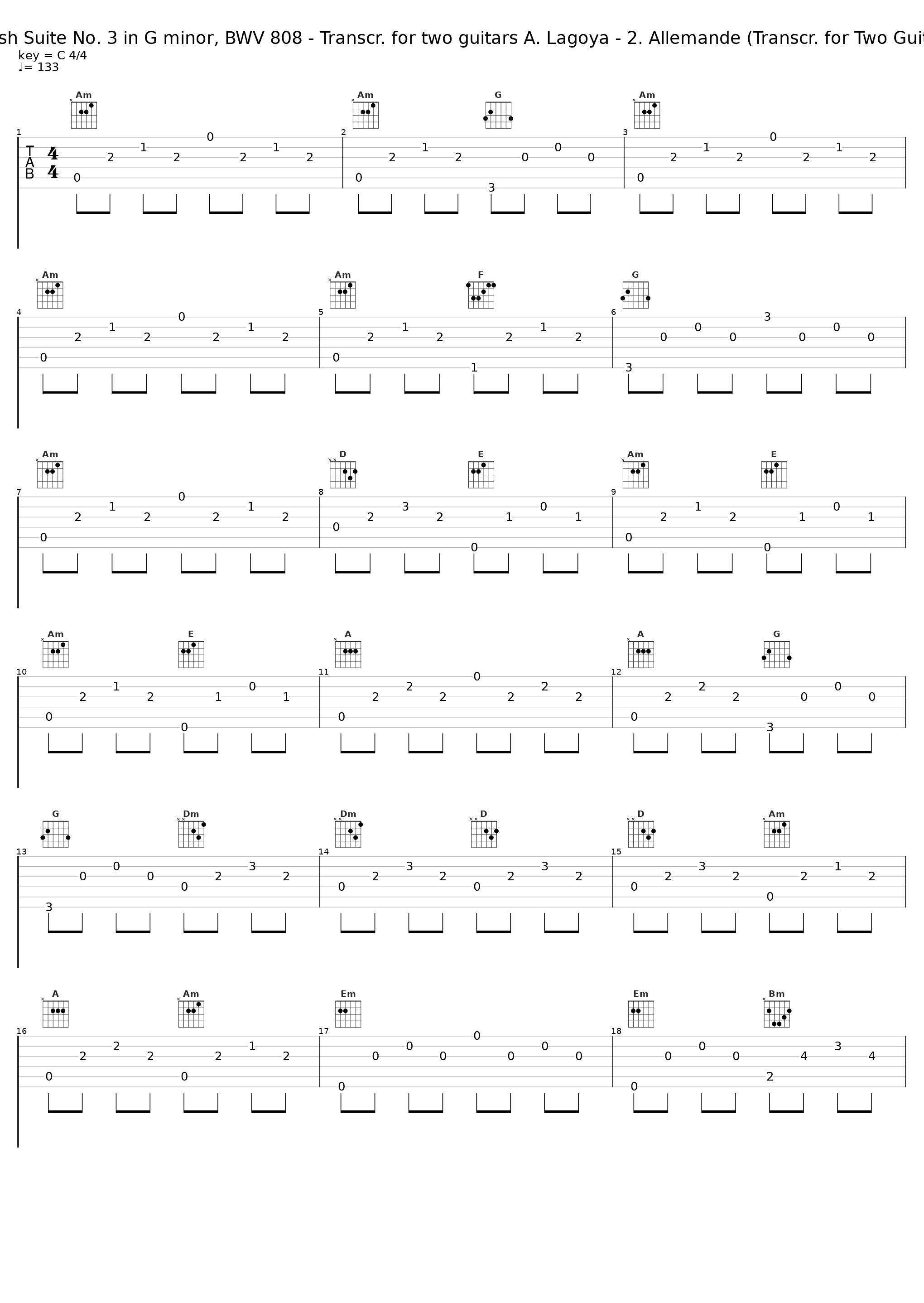 J.S. Bach: English Suite No. 3 in G minor, BWV 808 - Transcr. for two guitars A. Lagoya - 2. Allemande (Transcr. for Two Guitars A. Lagoya)_Alexandre Lagoya,Ida Presti_1