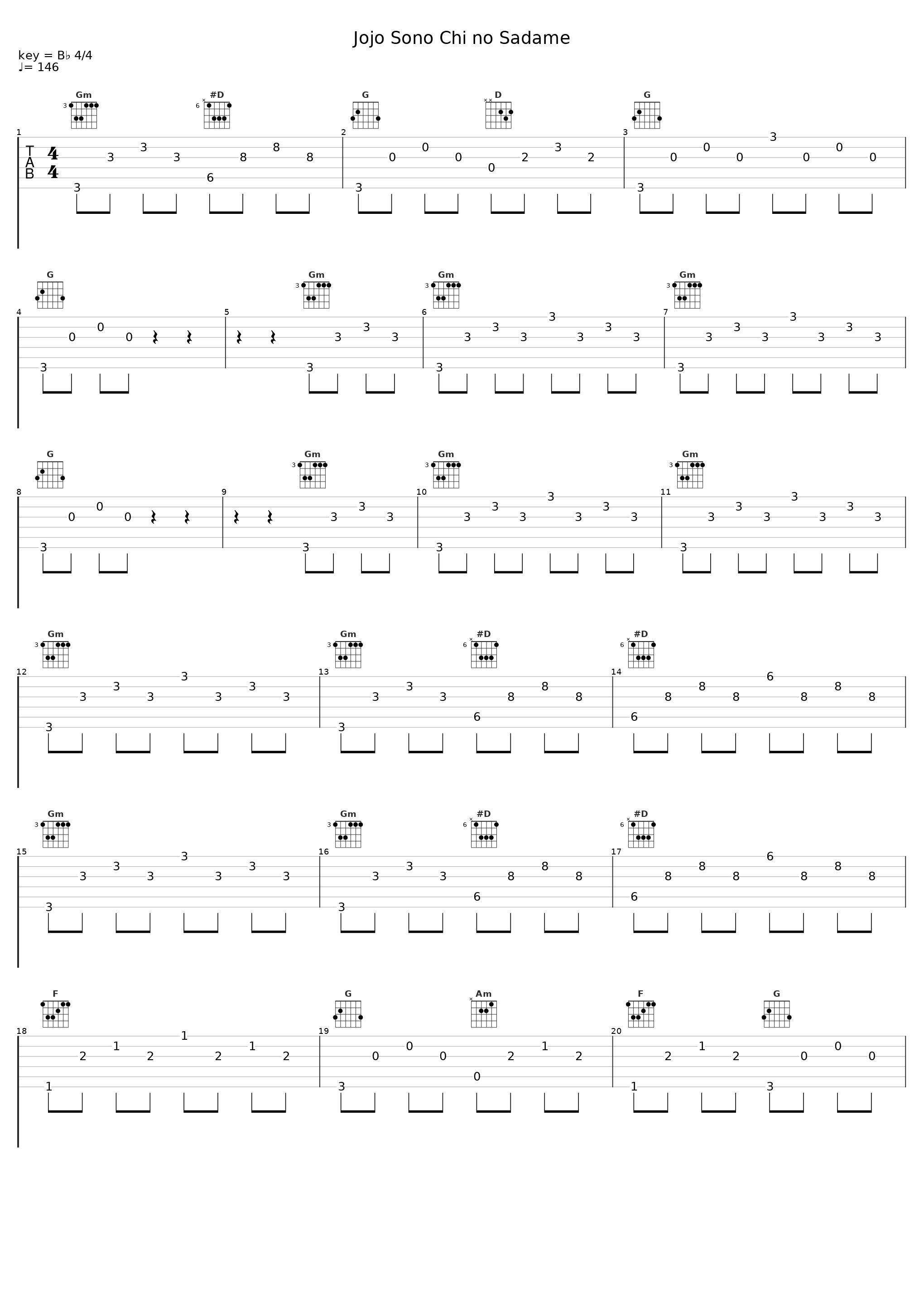 Jojo Sono Chi no Sadame_Sheet Music Boss_1