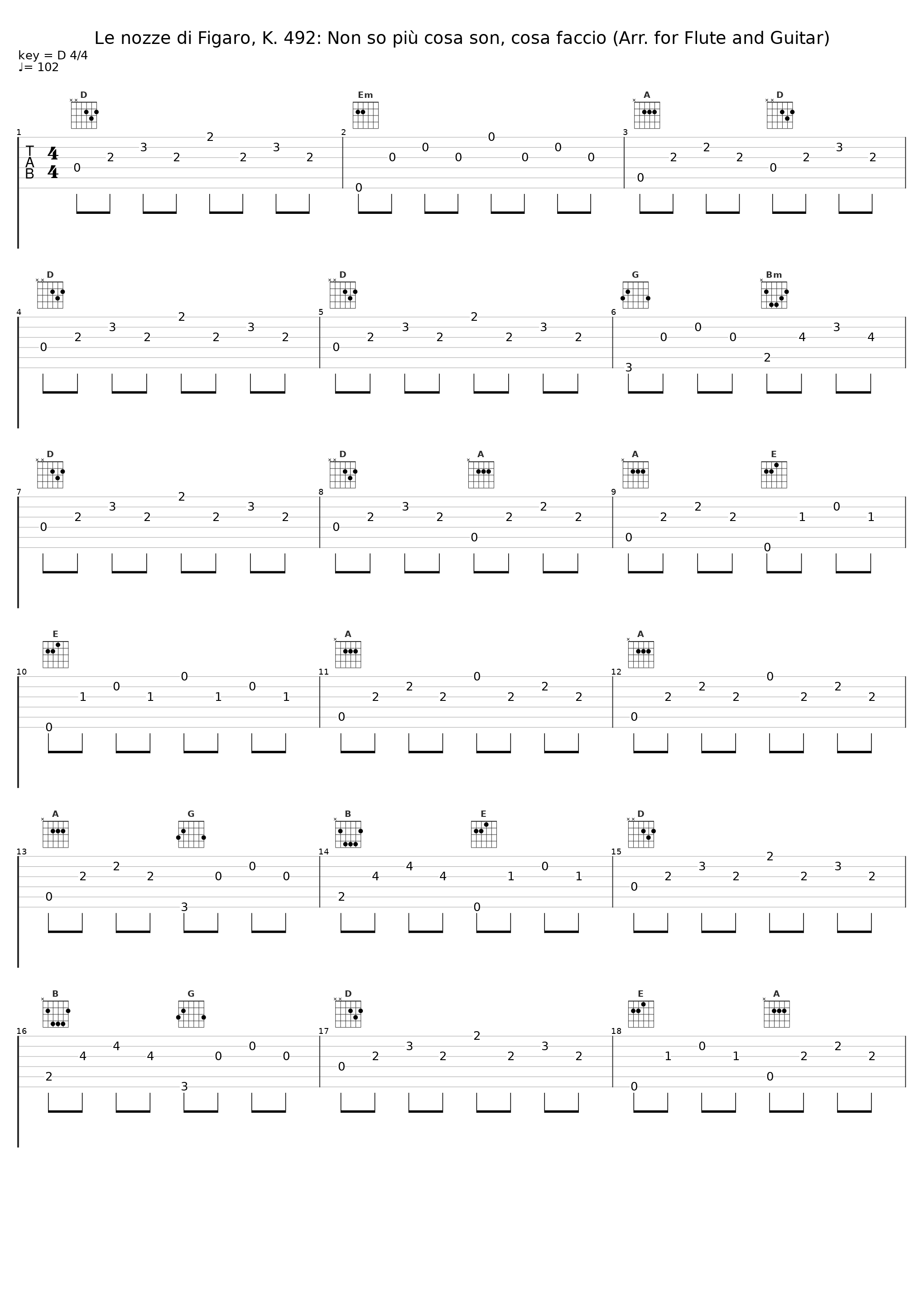Le nozze di Figaro, K. 492: Non so più cosa son, cosa faccio (Arr. for Flute and Guitar)_Daniele Ligios,Giulio de Felice_1