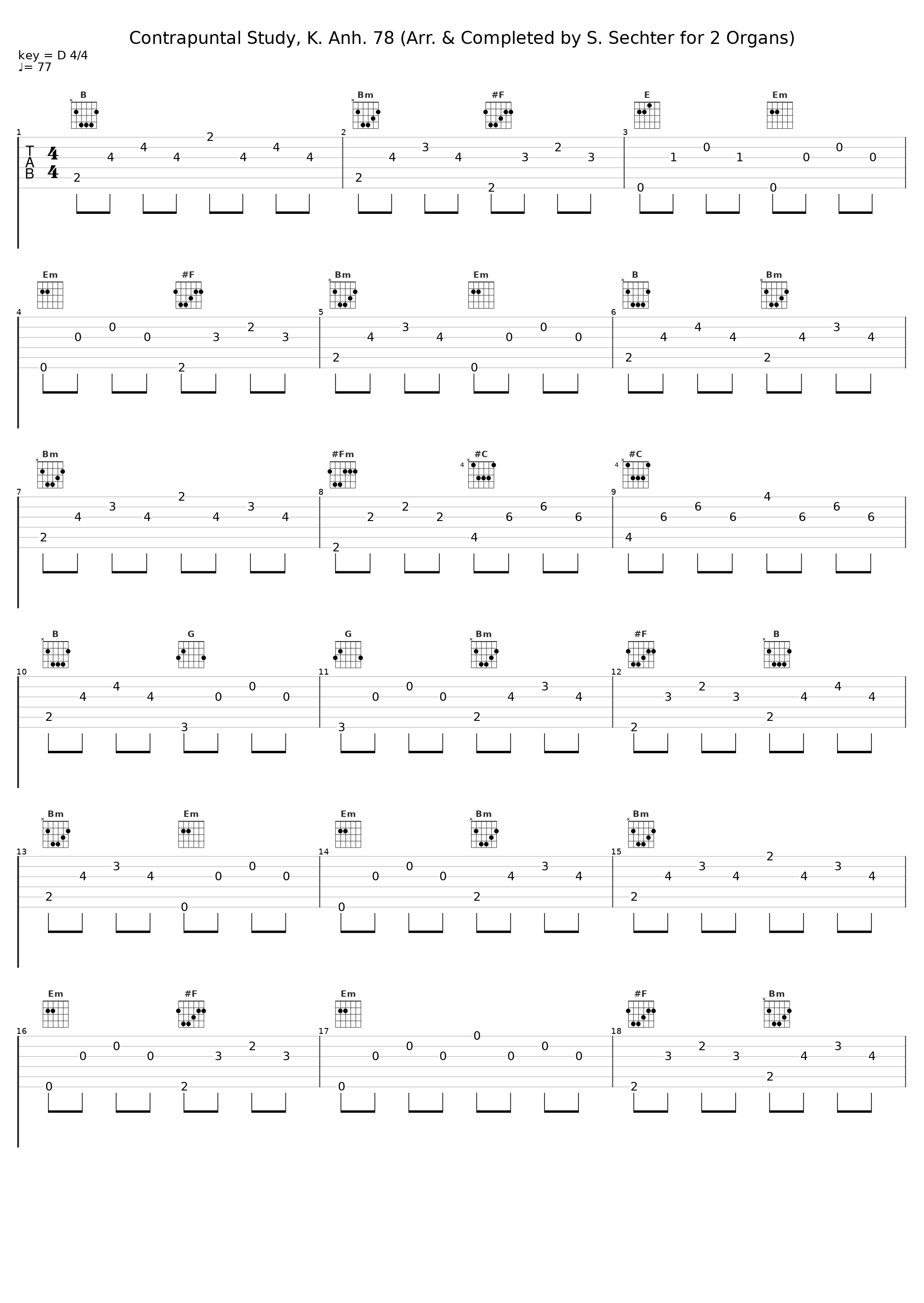 Contrapuntal Study, K. Anh. 78 (Arr. & Completed by S. Sechter for 2 Organs)_Zeno Bianchini,Christian Lambour_1