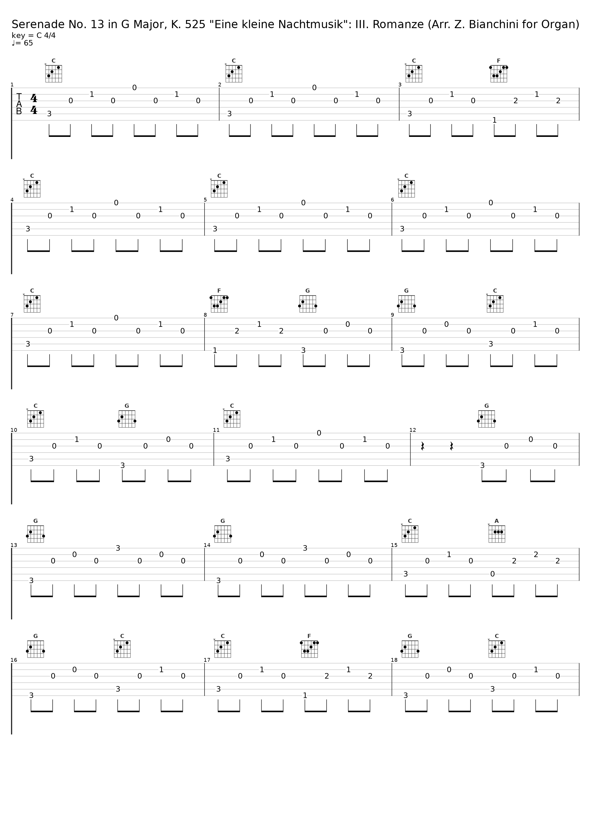 Serenade No. 13 in G Major, K. 525 "Eine kleine Nachtmusik": III. Romanze (Arr. Z. Bianchini for Organ)_Zeno Bianchini_1