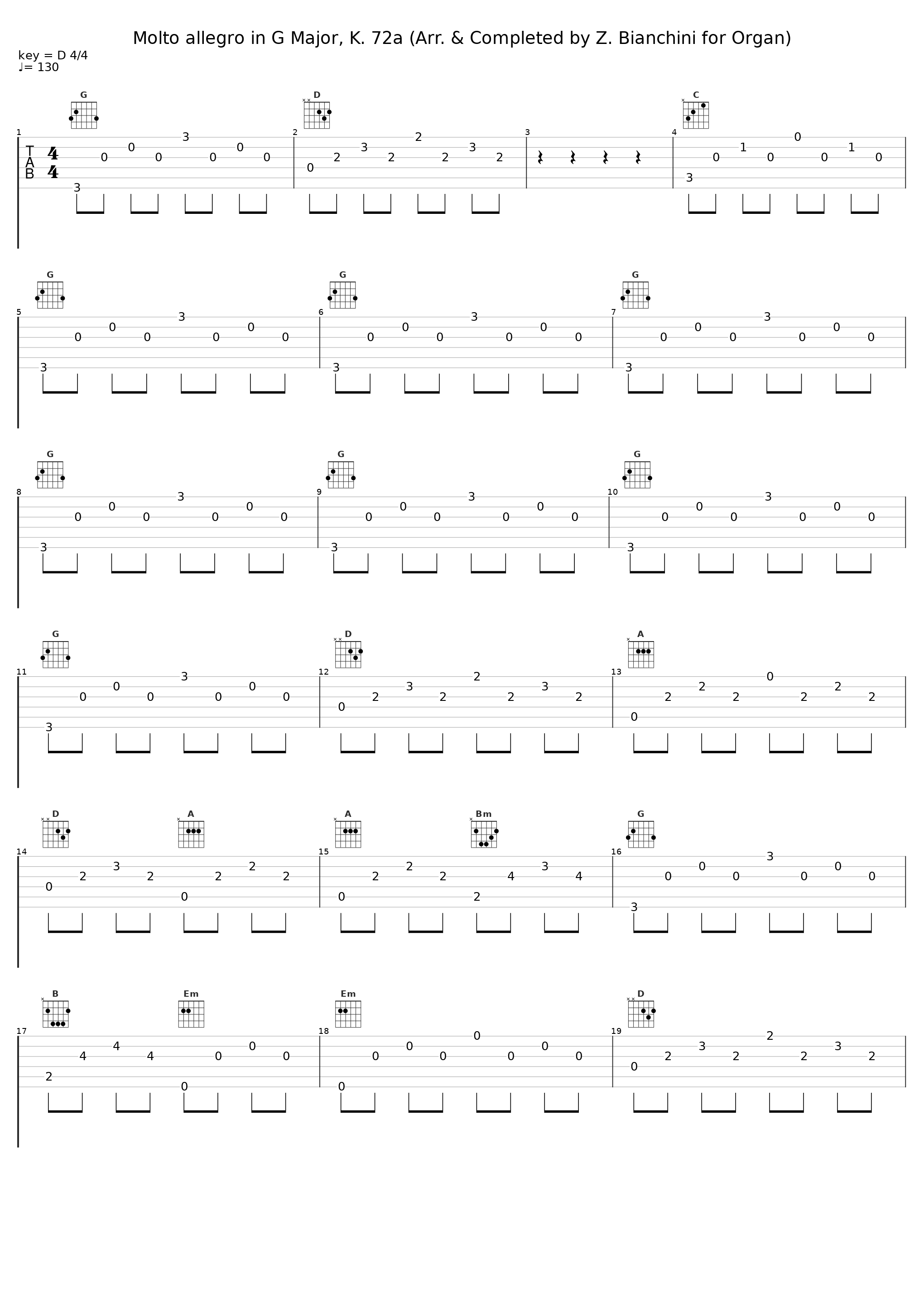 Molto allegro in G Major, K. 72a (Arr. & Completed by Z. Bianchini for Organ)_Zeno Bianchini_1