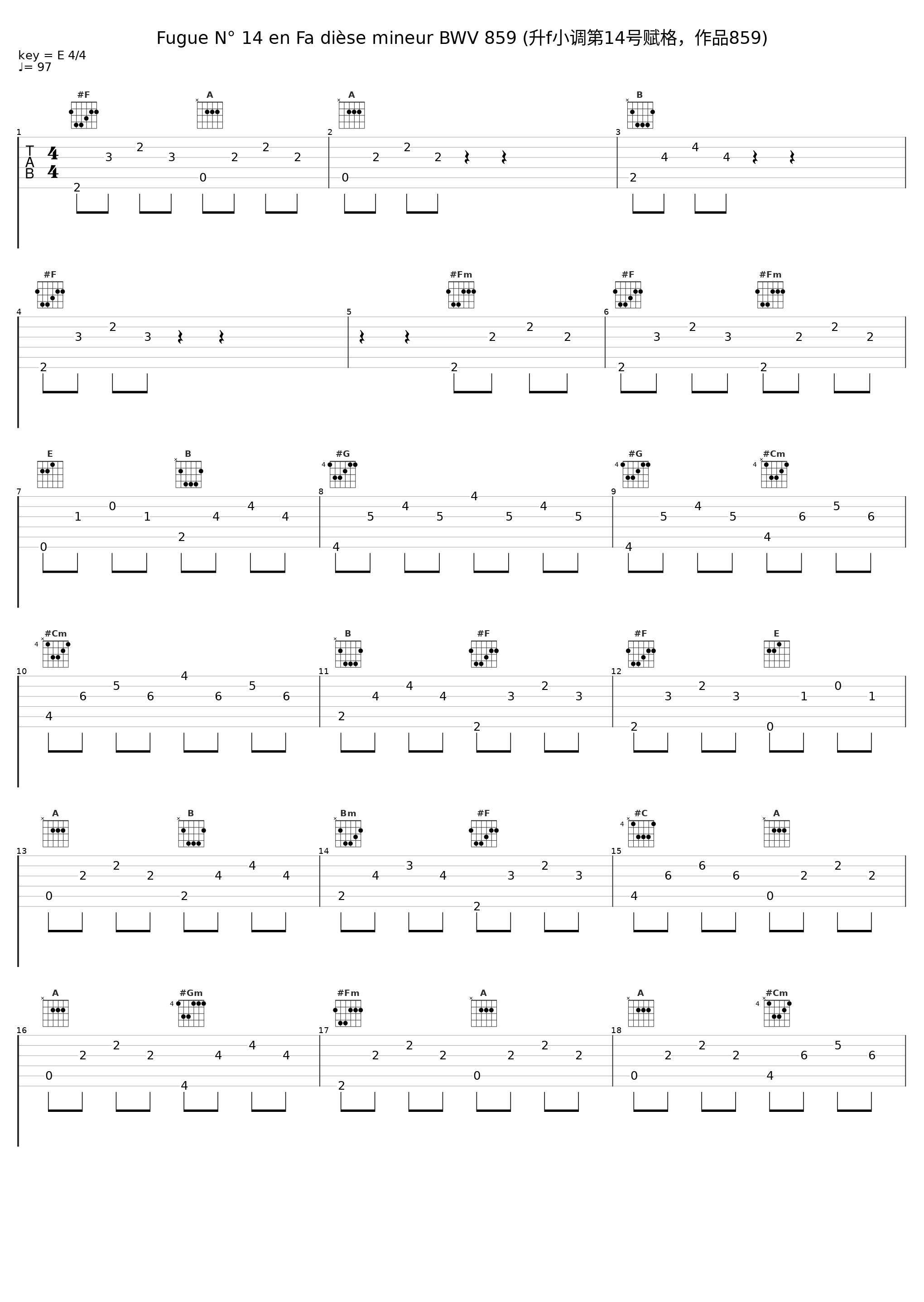 Fugue N° 14 en Fa dièse mineur BWV 859 (升f小调第14号赋格，作品859)_朱晓玫_1