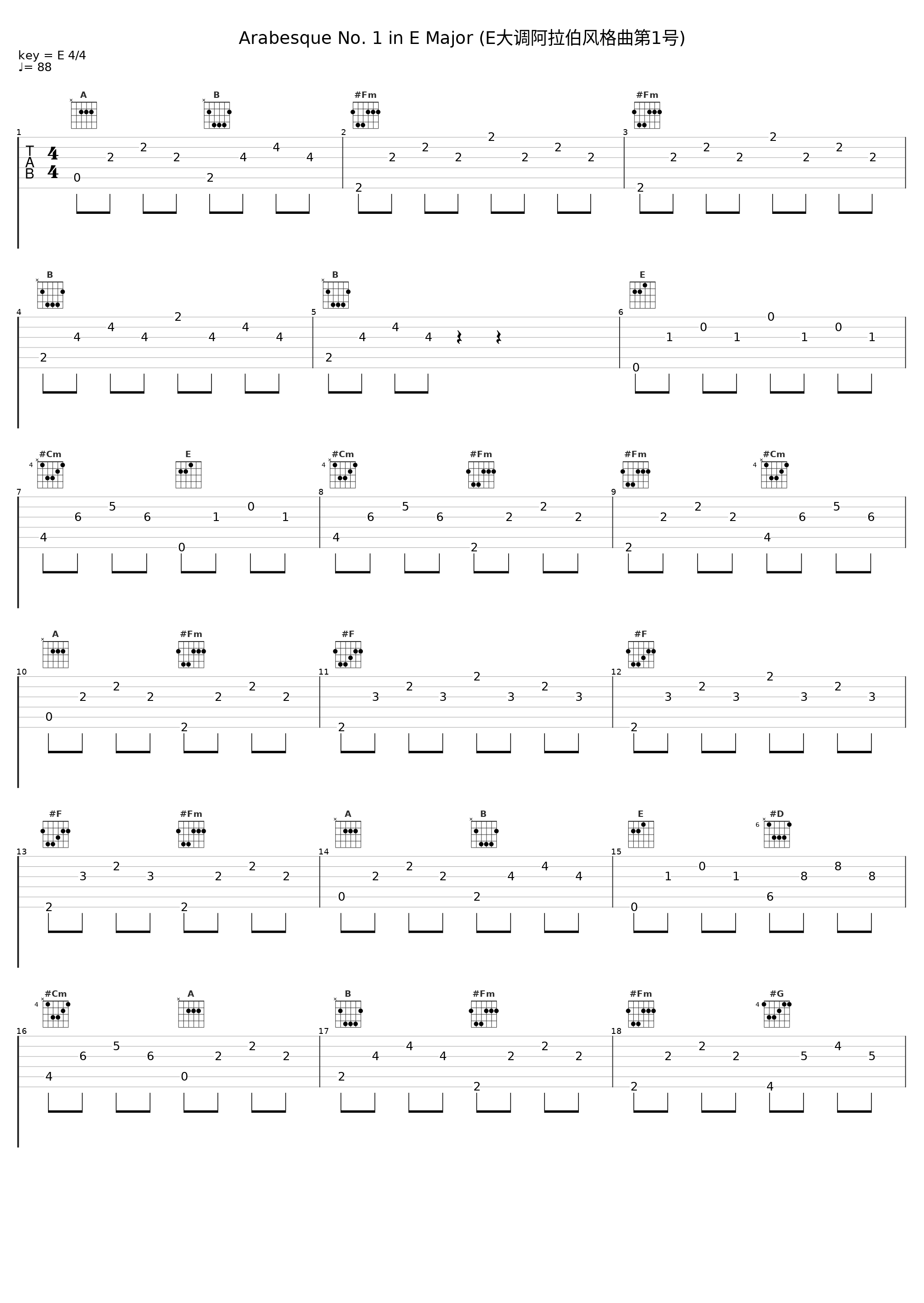 Arabesque No. 1 in E Major (E大调阿拉伯风格曲第1号)_Liana Lam Loo_1