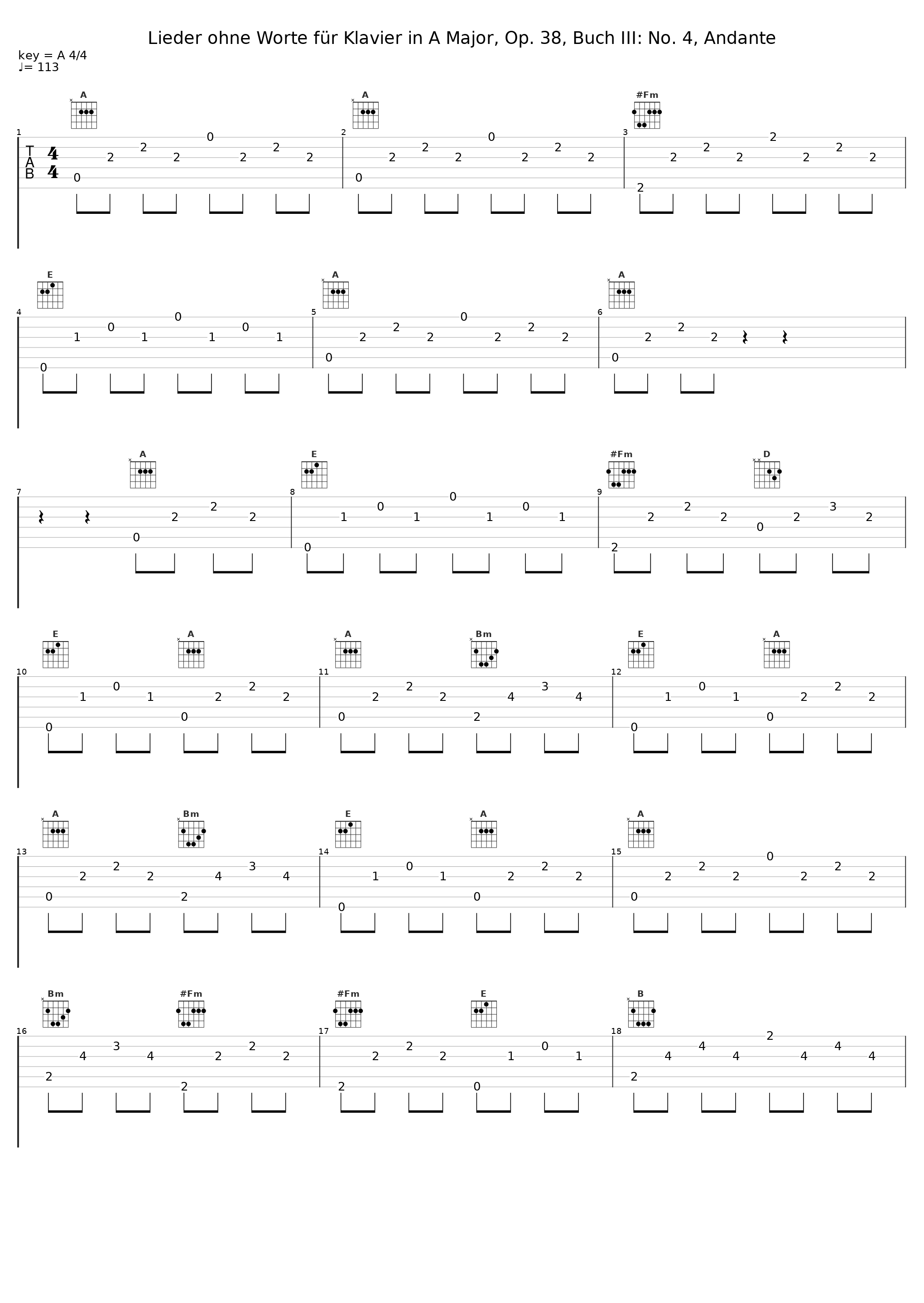 Lieder ohne Worte für Klavier in A Major, Op. 38, Buch III: No. 4, Andante_Dana Protopopescu_1