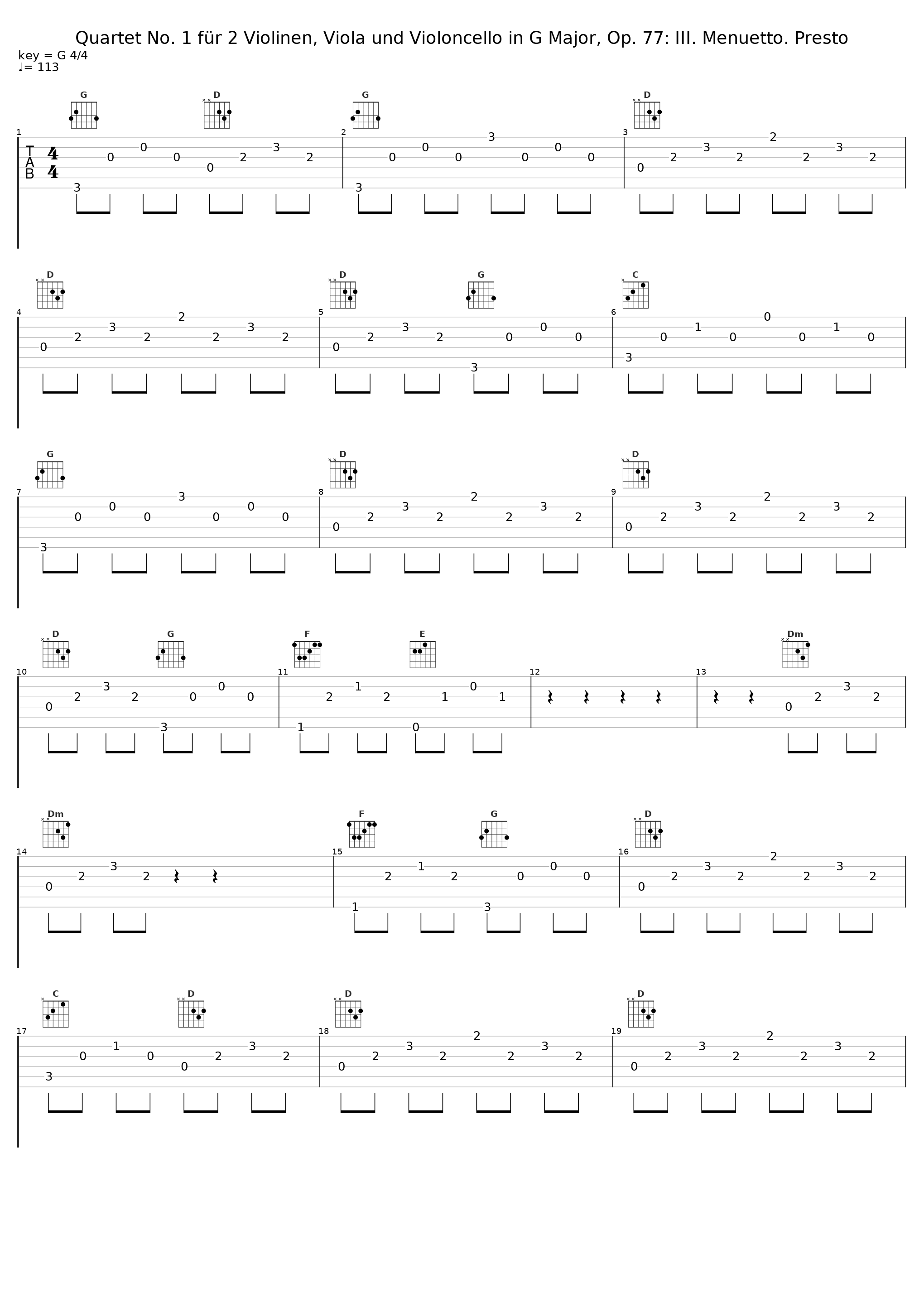 Quartet No. 1 für 2 Violinen, Viola und Violoncello in G Major, Op. 77: III. Menuetto. Presto_Leipziger Streichquartett_1