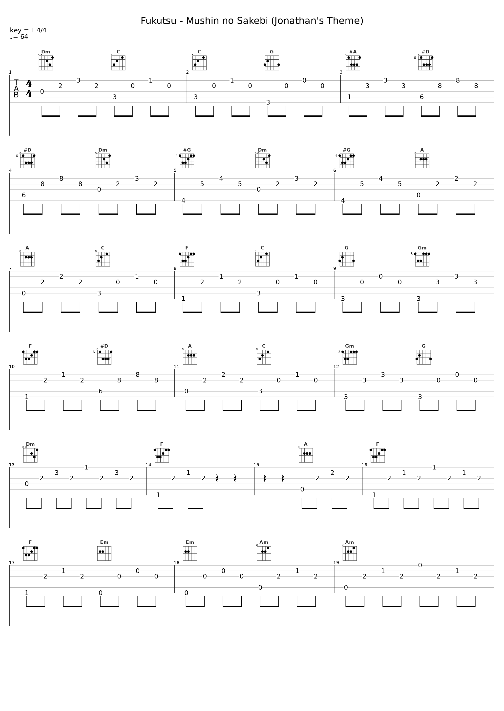 Fukutsu - Mushin no Sakebi (Jonathan's Theme)_Sheet Music Boss_1