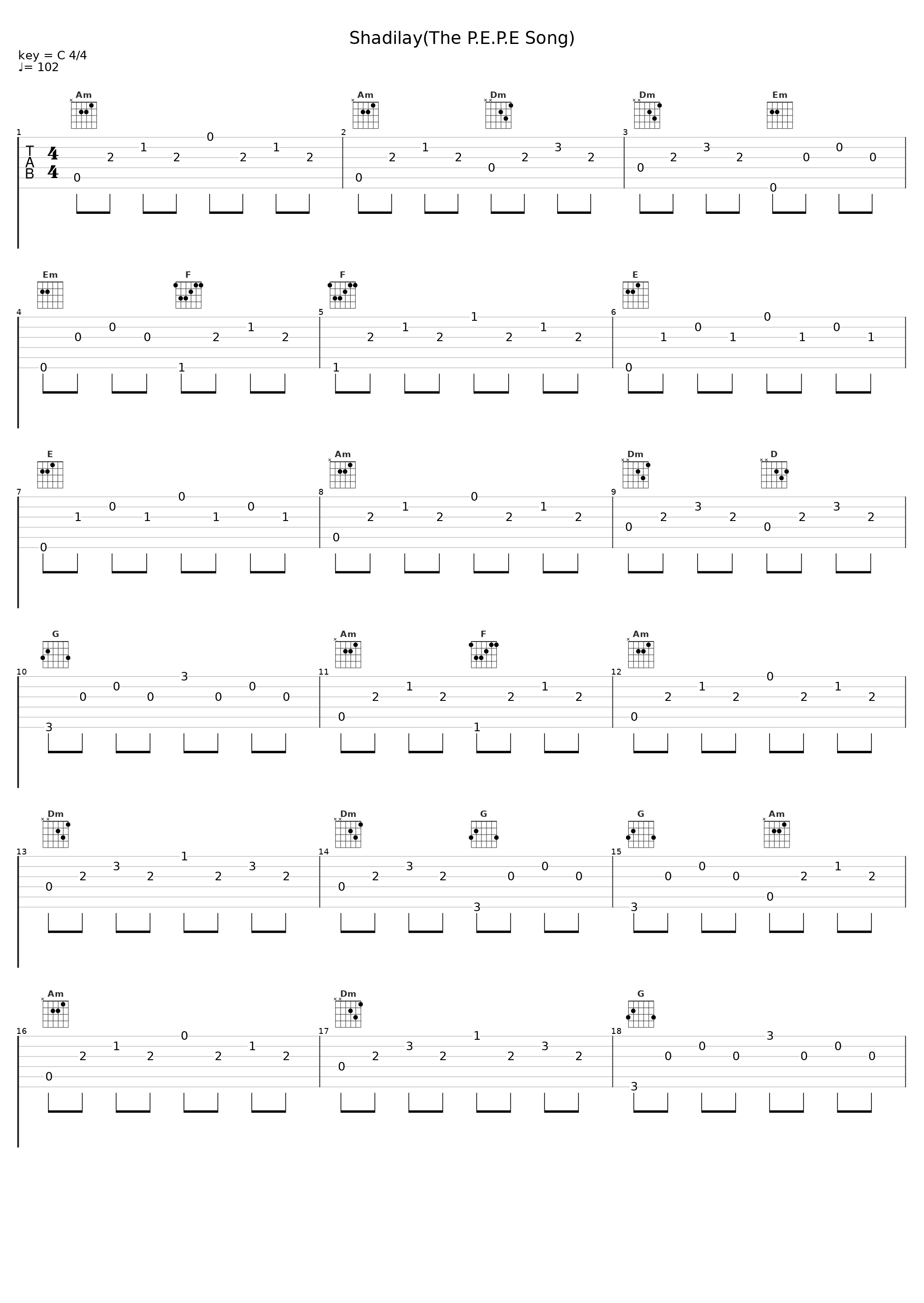 Shadilay(The P.E.P.E Song)_Sheet Music Boss_1