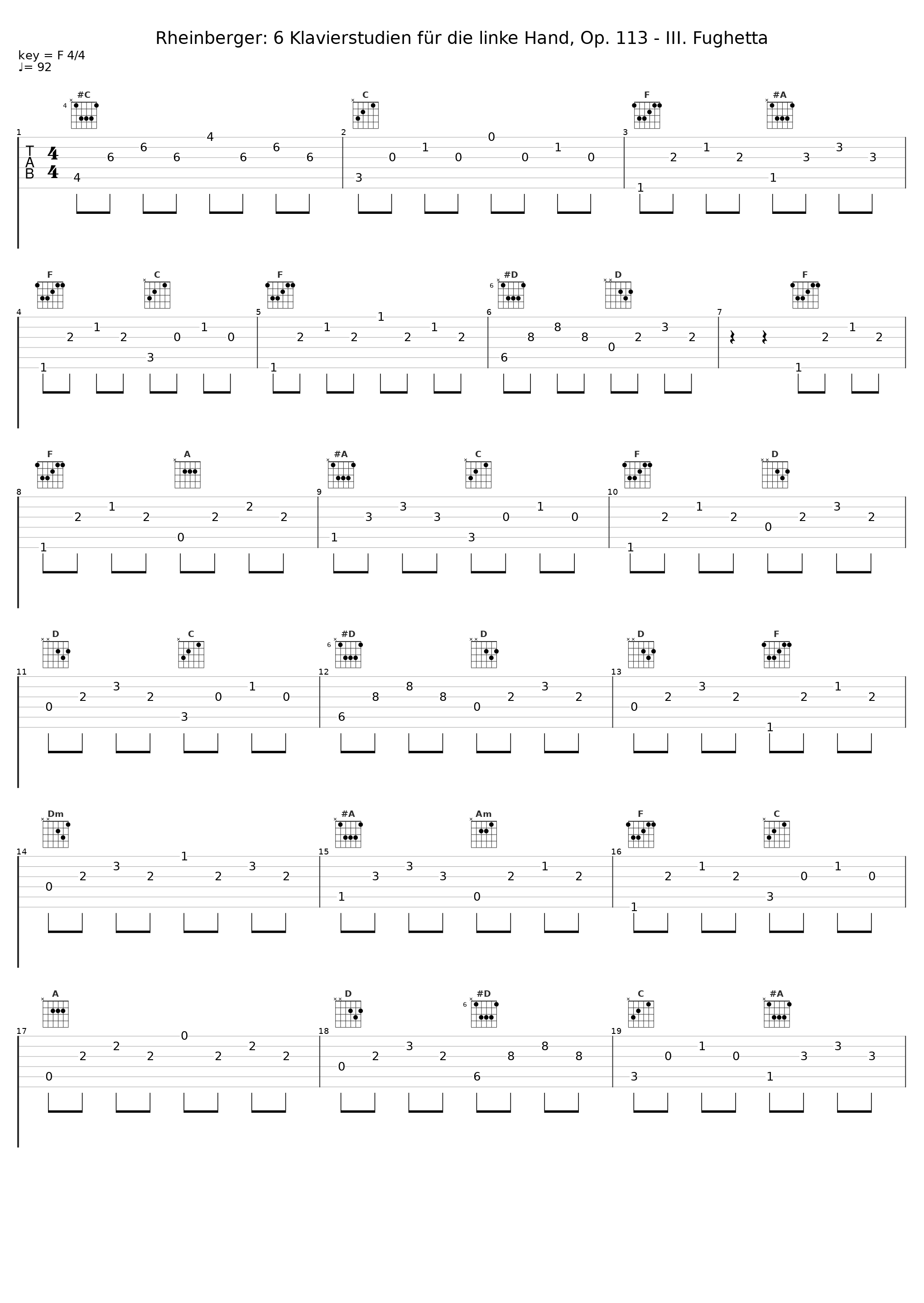 Rheinberger: 6 Klavierstudien für die linke Hand, Op. 113 - III. Fughetta_Jurg Hanselmann_1