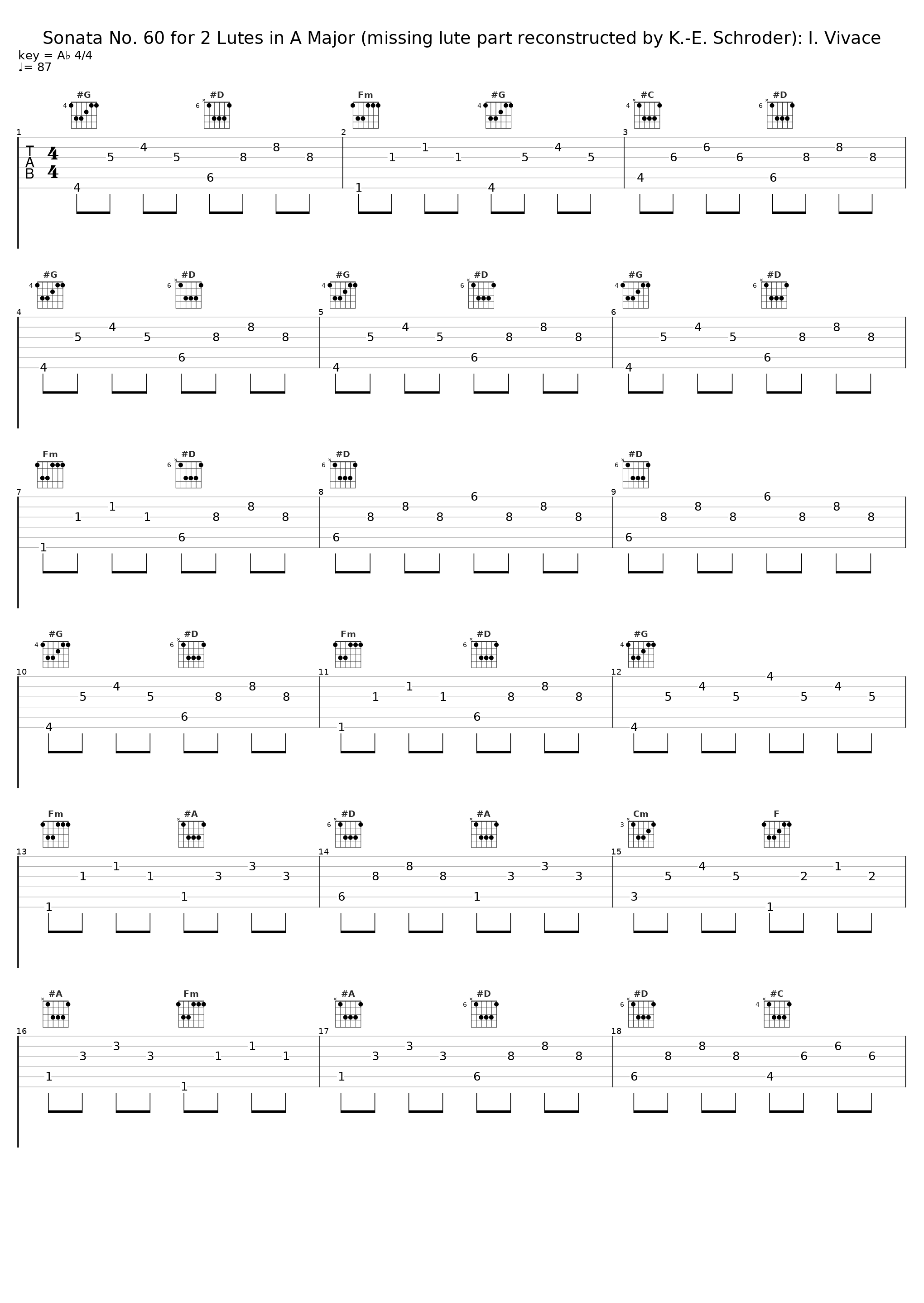 Sonata No. 60 for 2 Lutes in A Major (missing lute part reconstructed by K.-E. Schroder): I. Vivace_Robert Barto_1