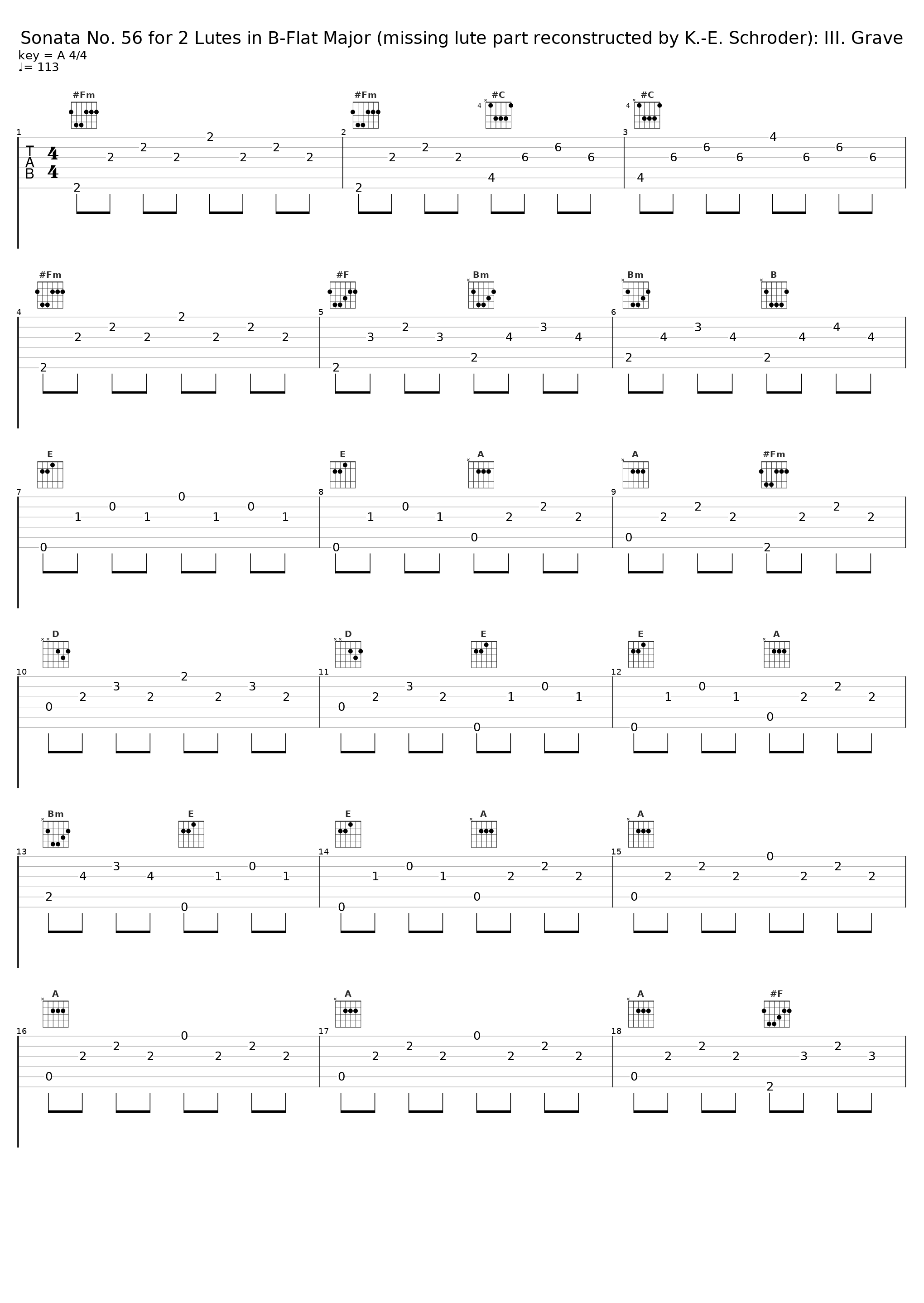 Sonata No. 56 for 2 Lutes in B-Flat Major (missing lute part reconstructed by K.-E. Schroder): III. Grave_Robert Barto_1