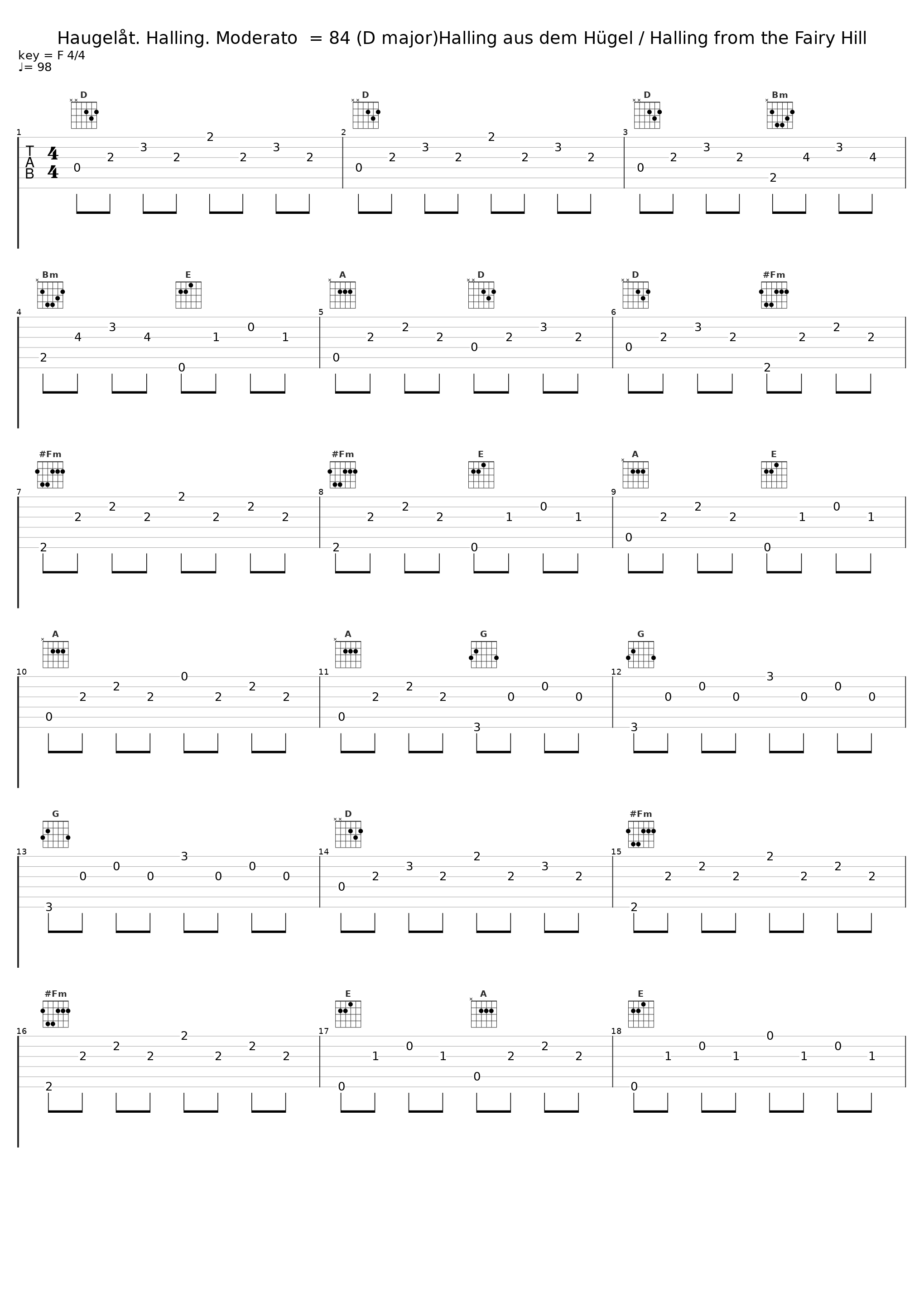 Haugelåt. Halling. Moderato  = 84 (D major)Halling aus dem Hügel / Halling from the Fairy Hill_Einar Steen-Nøkleberg_1