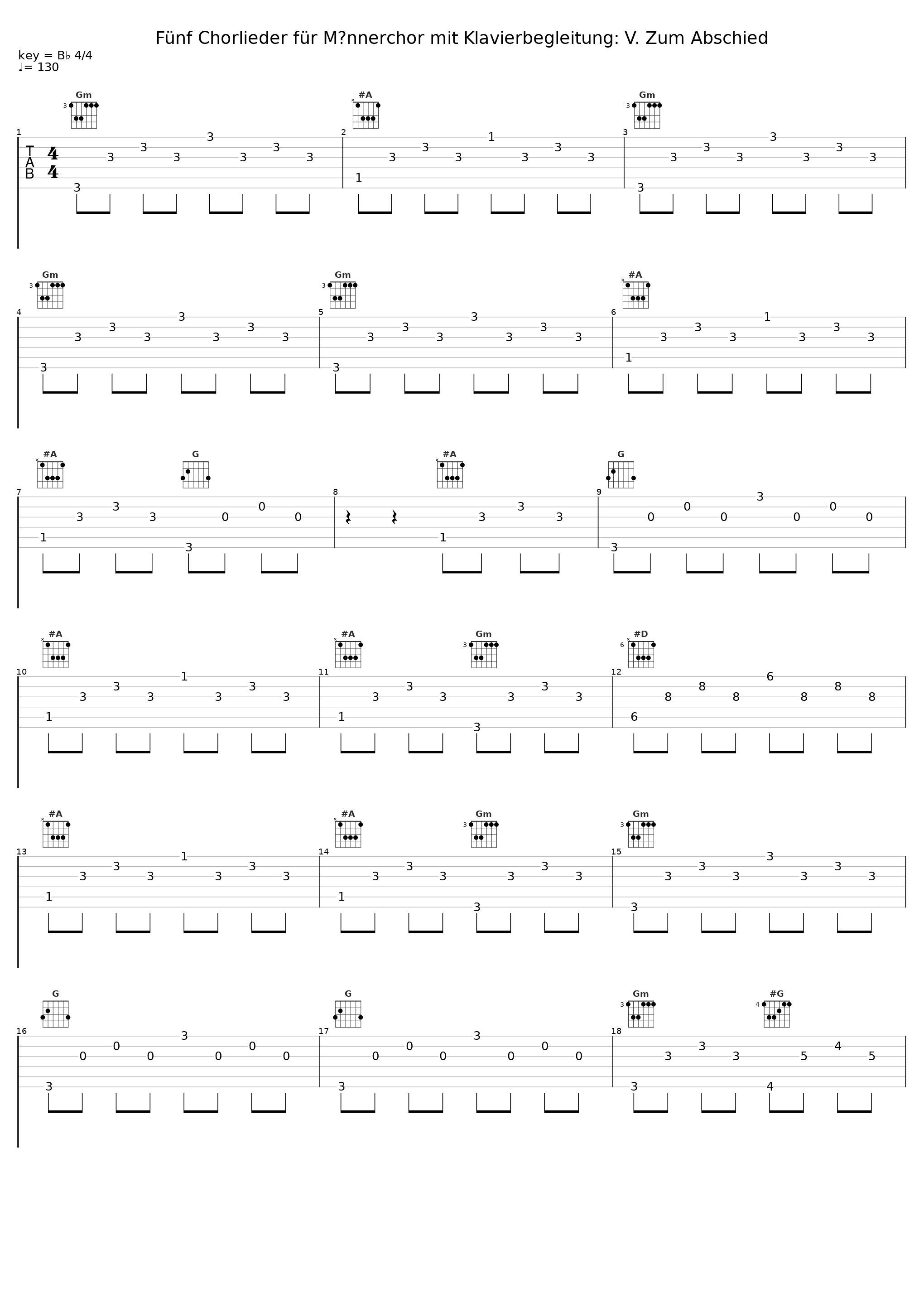 Fünf Chorlieder für Männerchor mit Klavierbegleitung: V. Zum Abschied_Heinz Henning,Knabenchor Hannover,Markus Becker_1