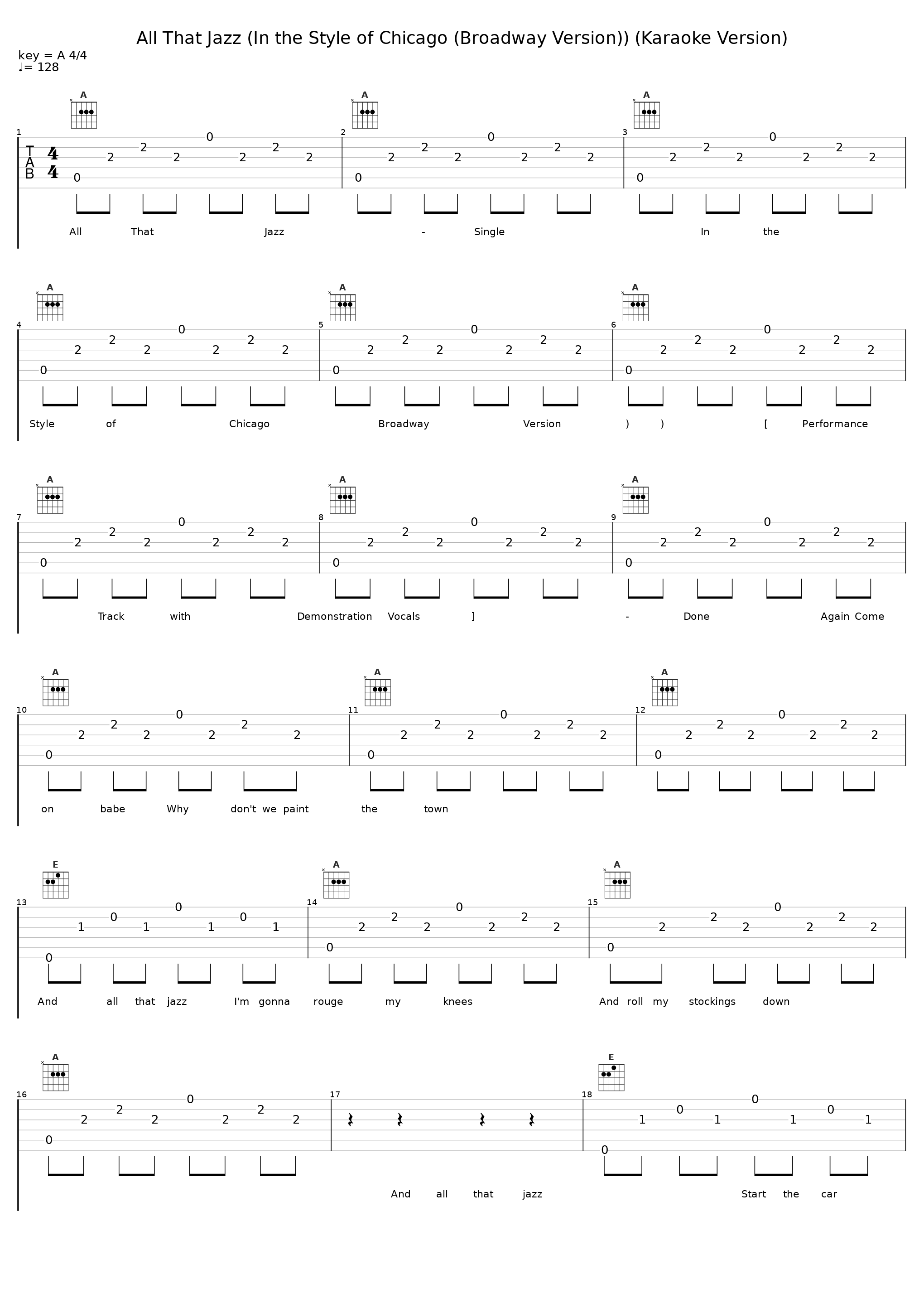All That Jazz (In the Style of Chicago (Broadway Version)) (Karaoke Version)_Stingray,Chicago_1