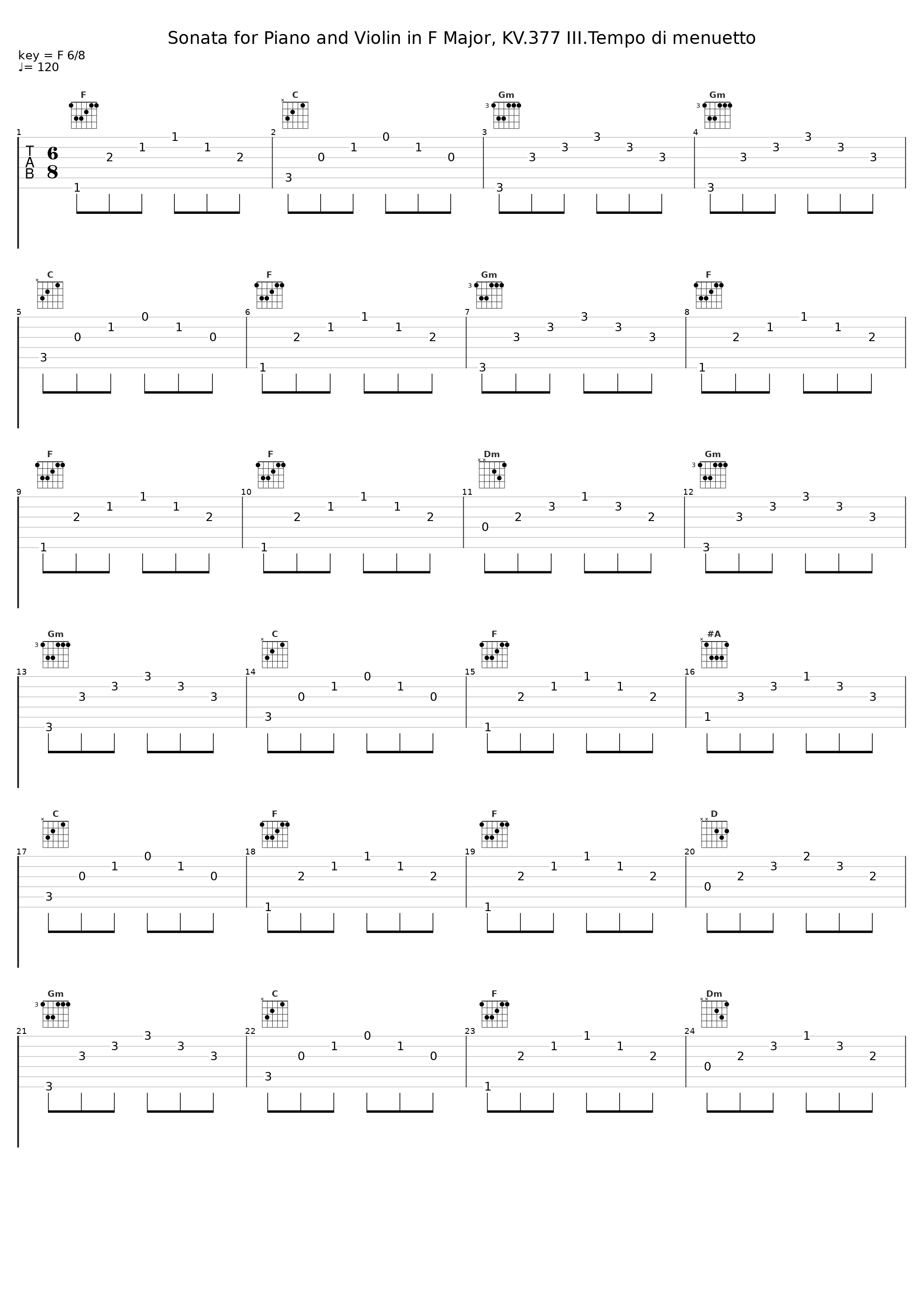 Sonata for Piano and Violin in F Major, KV.377 III.Tempo di menuetto_Gunther Hasselmann_1