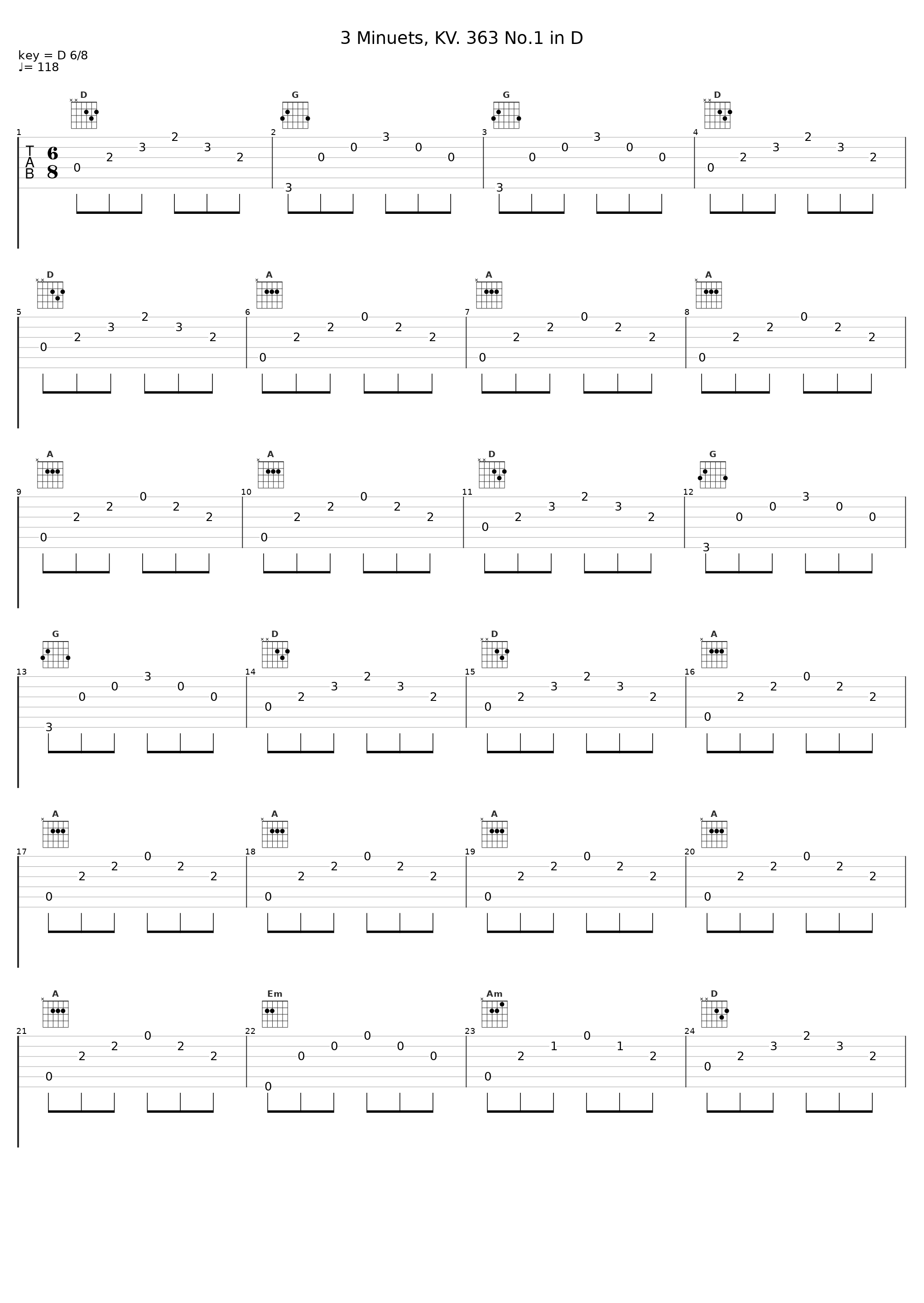 3 Minuets, KV. 363 No.1 in D_Gunther Hasselmann_1