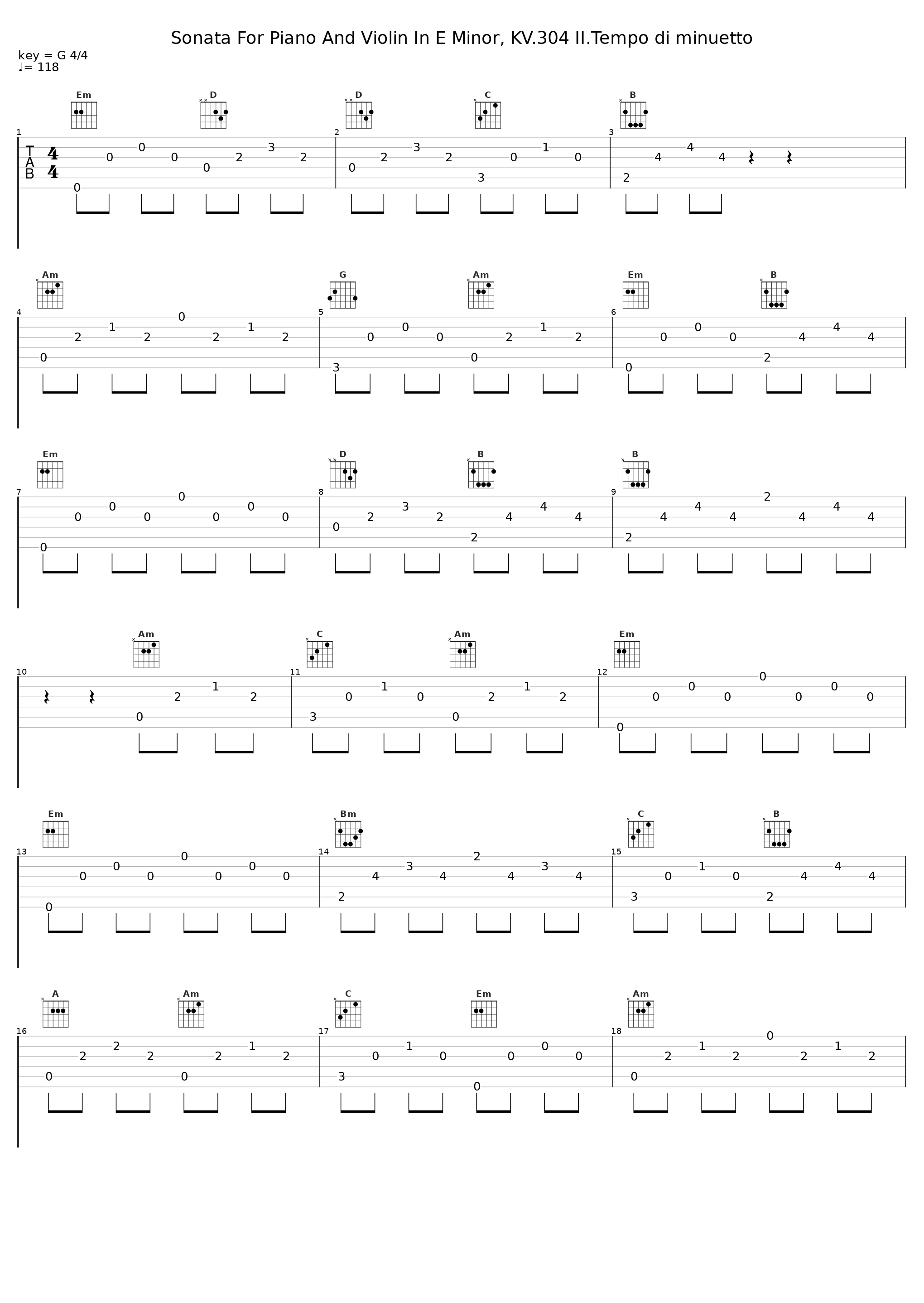 Sonata For Piano And Violin In E Minor, KV.304 II.Tempo di minuetto_Gunther Hasselmann_1