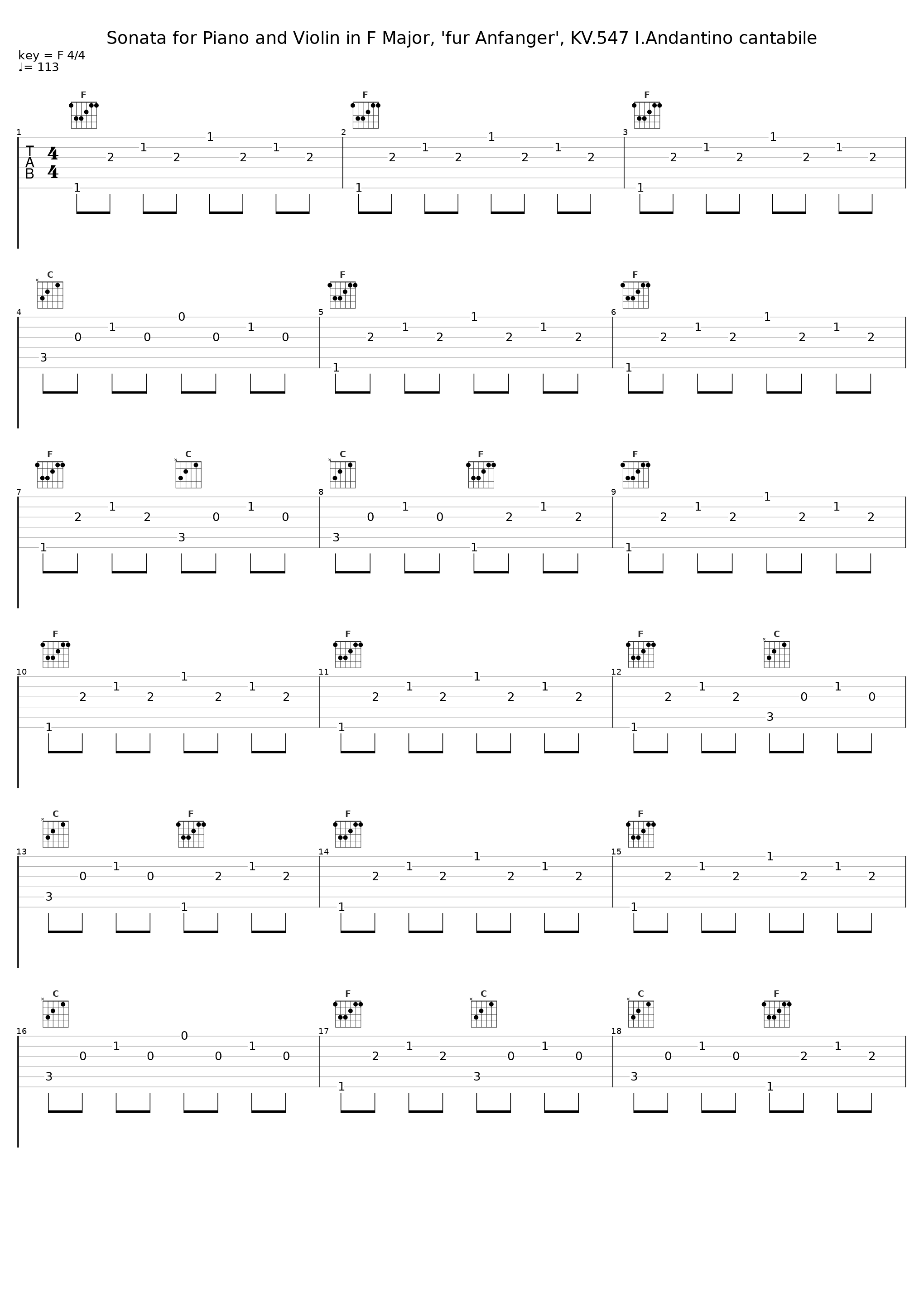 Sonata for Piano and Violin in F Major, 'fur Anfanger', KV.547 I.Andantino cantabile_Gunther Hasselmann_1