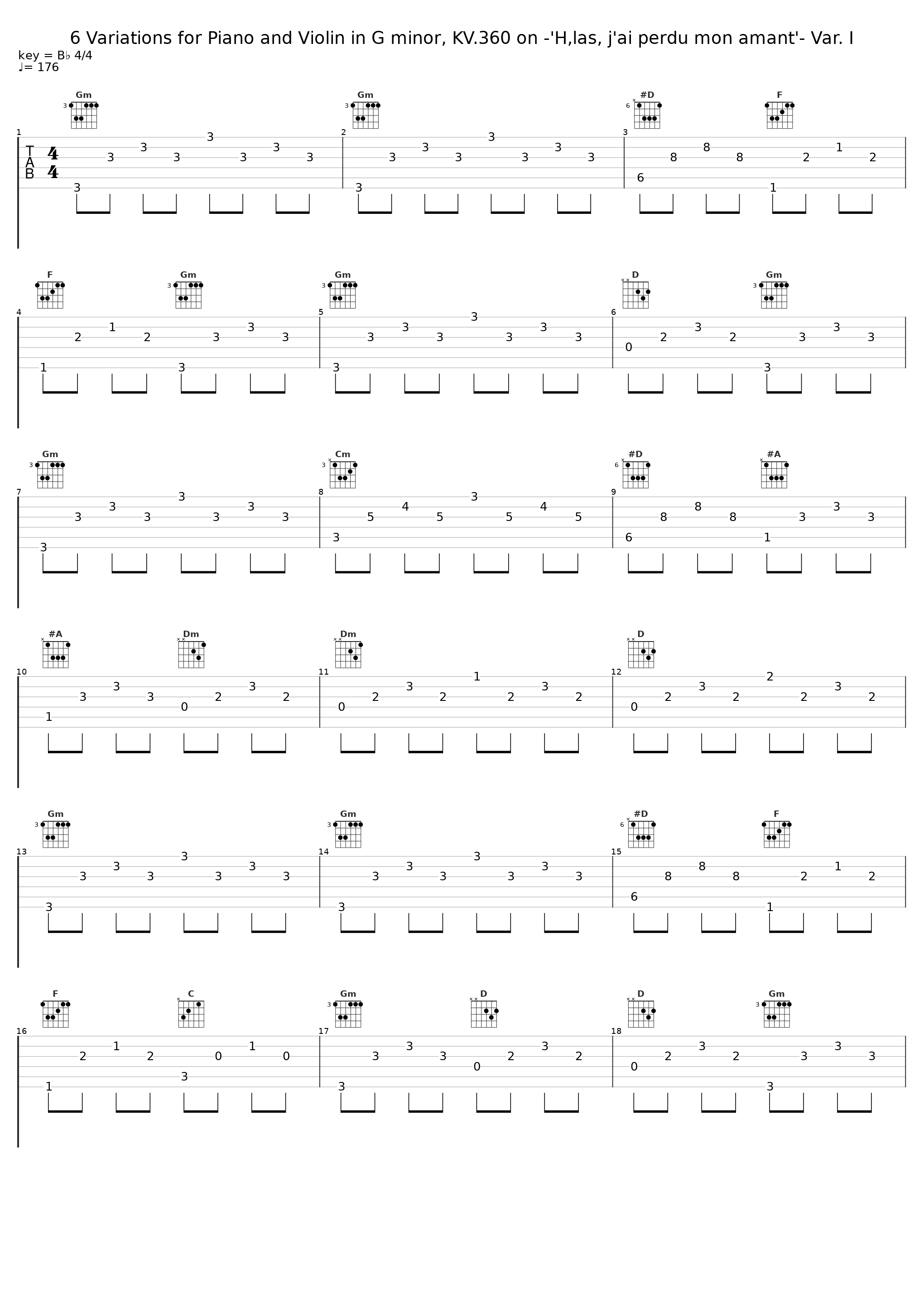 6 Variations for Piano and Violin in G minor, KV.360 on -'H‚las, j'ai perdu mon amant'- Var. I_Gunther Hasselmann_1