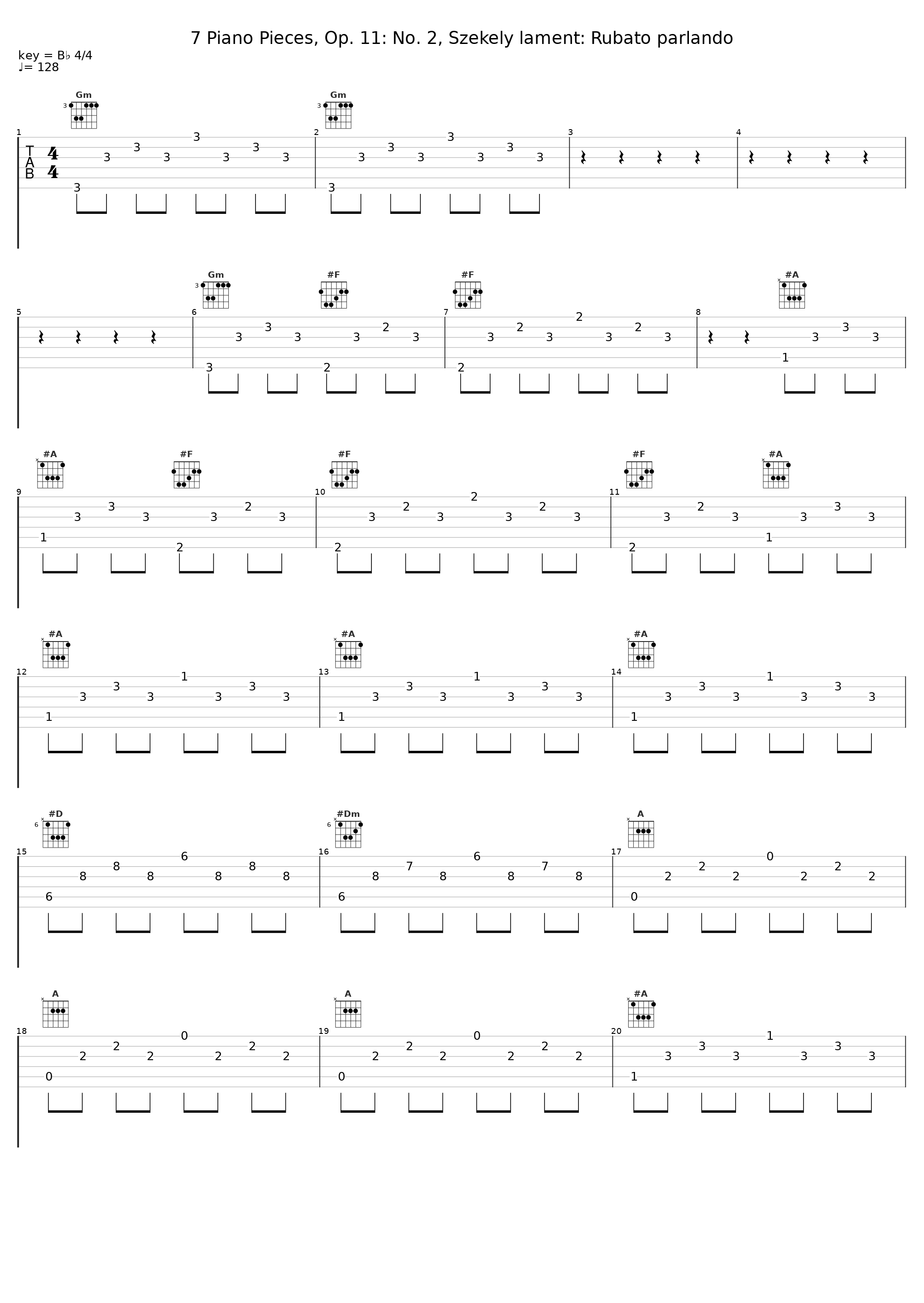 7 Piano Pieces, Op. 11: No. 2, Szekely lament: Rubato parlando_Andor Földes_1