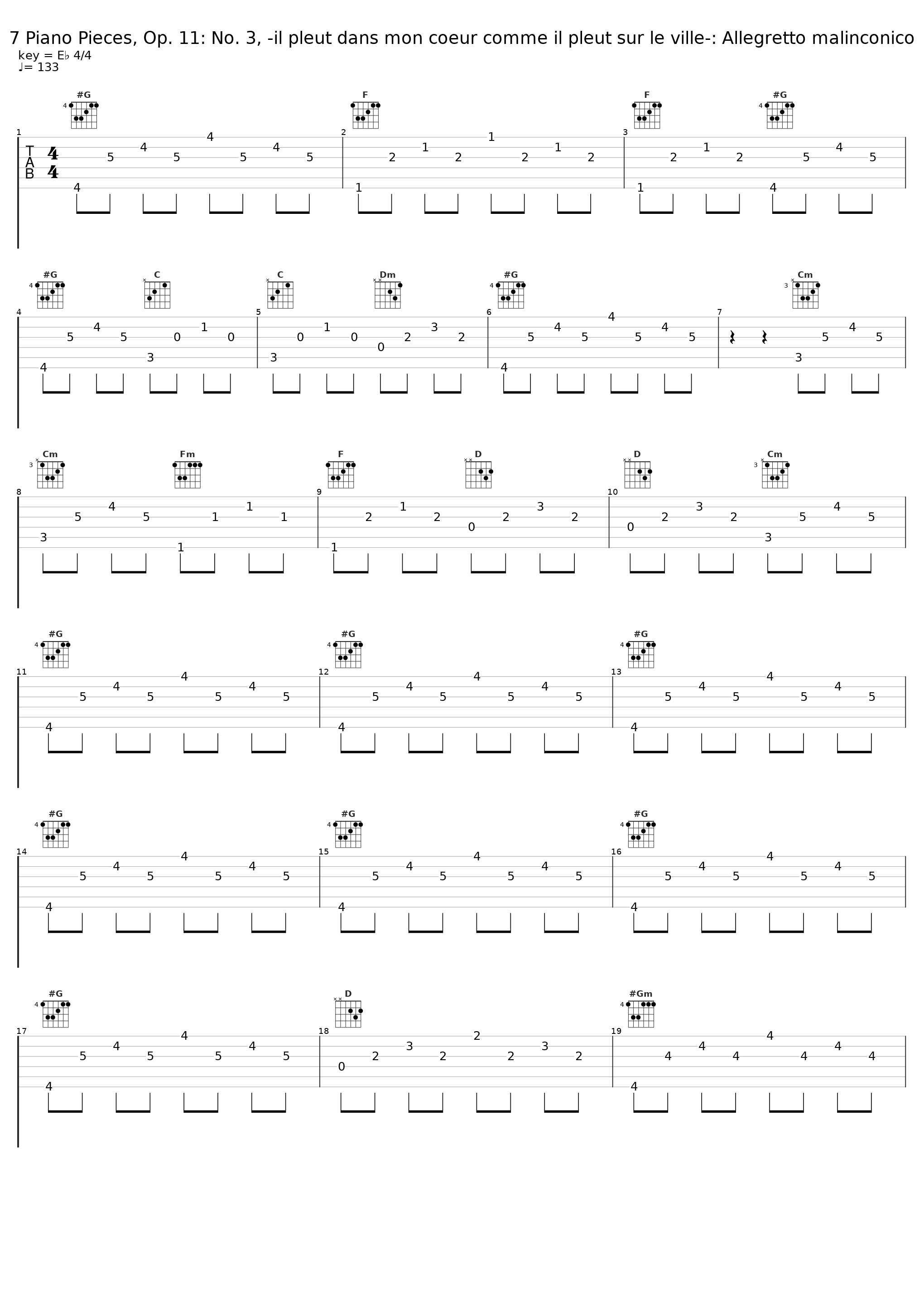 7 Piano Pieces, Op. 11: No. 3, -il pleut dans mon coeur comme il pleut sur le ville-: Allegretto malinconico_Andor Földes_1