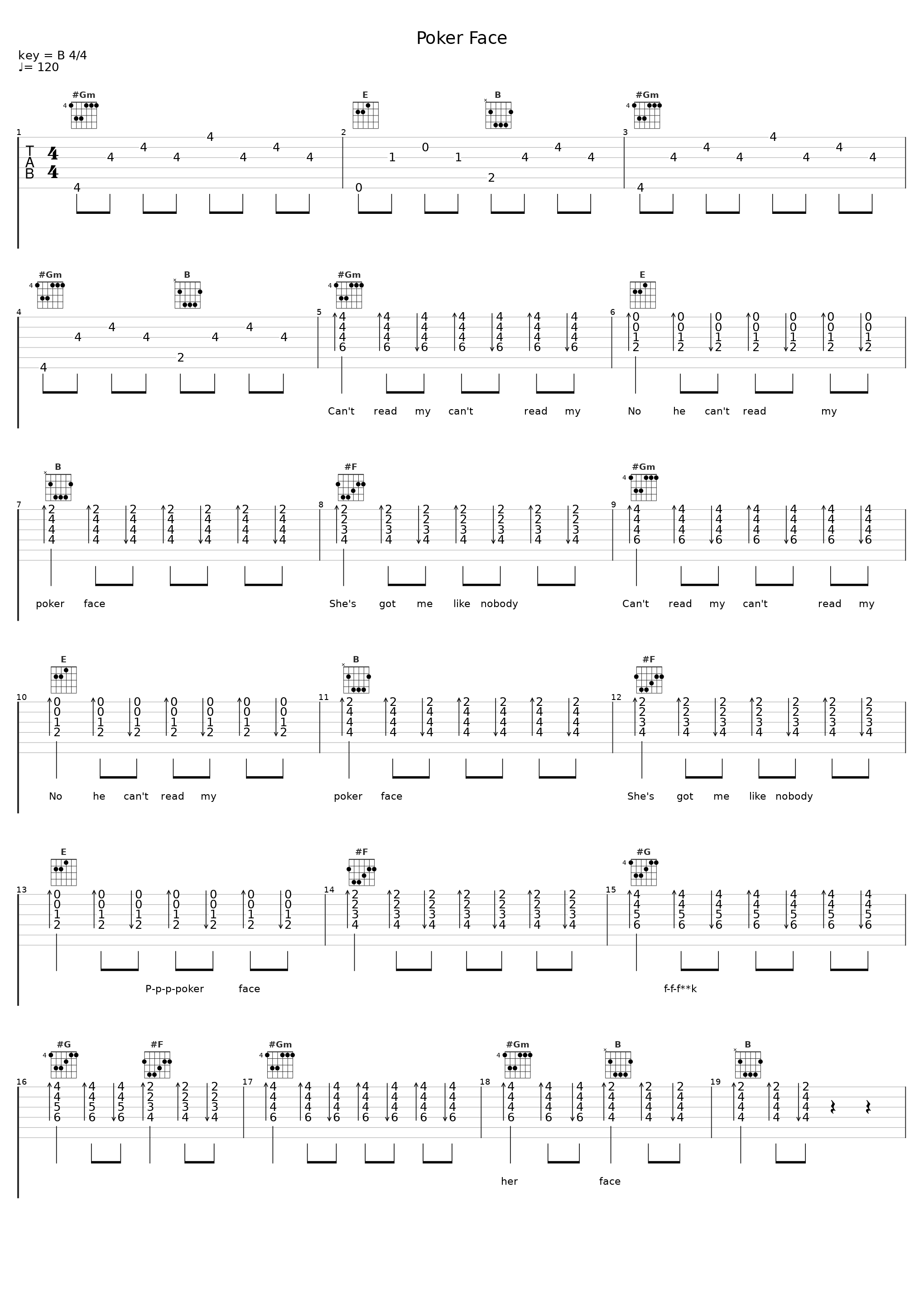 Poker Face_Tabata Songs_1