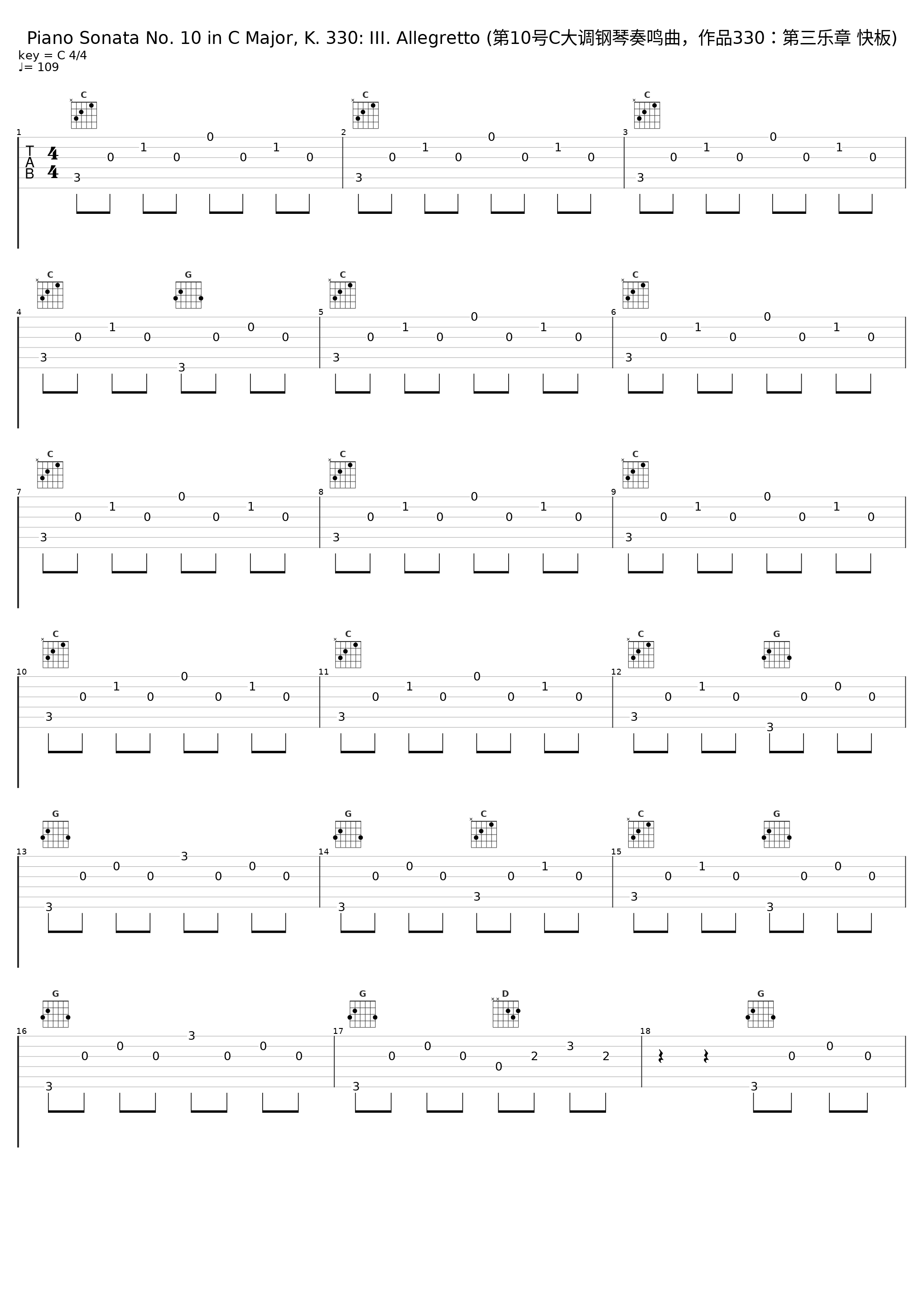 Piano Sonata No. 10 in C Major, K. 330: III. Allegretto (第10号C大调钢琴奏鸣曲,作品330:第三乐章 快板)_SBR Classical Orchestra,Jeffrey O'Donnell,Kenneth Harrington_1