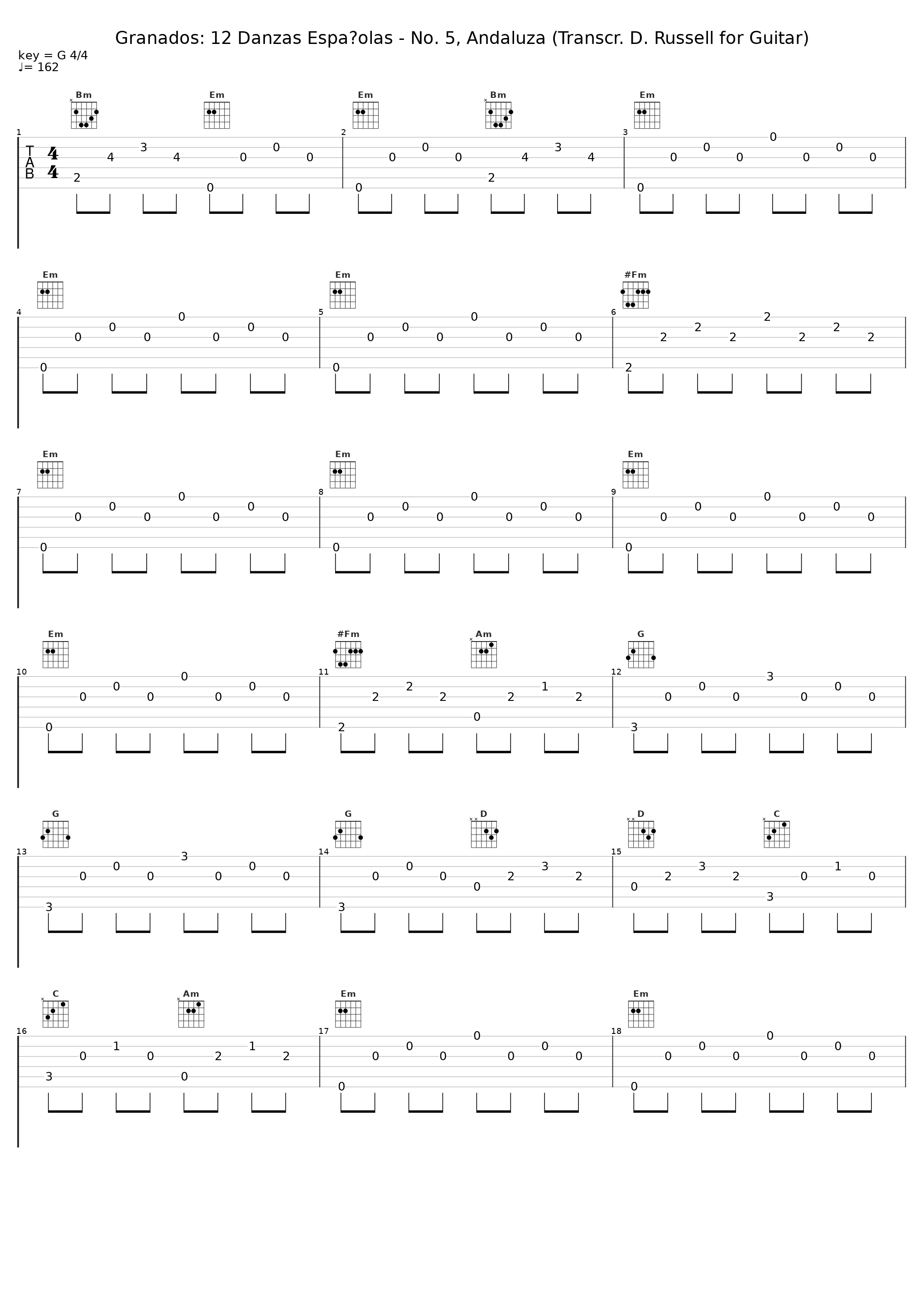 Granados: 12 Danzas Españolas - No. 5, Andaluza (Transcr. D. Russell for Guitar)_David Russell_1